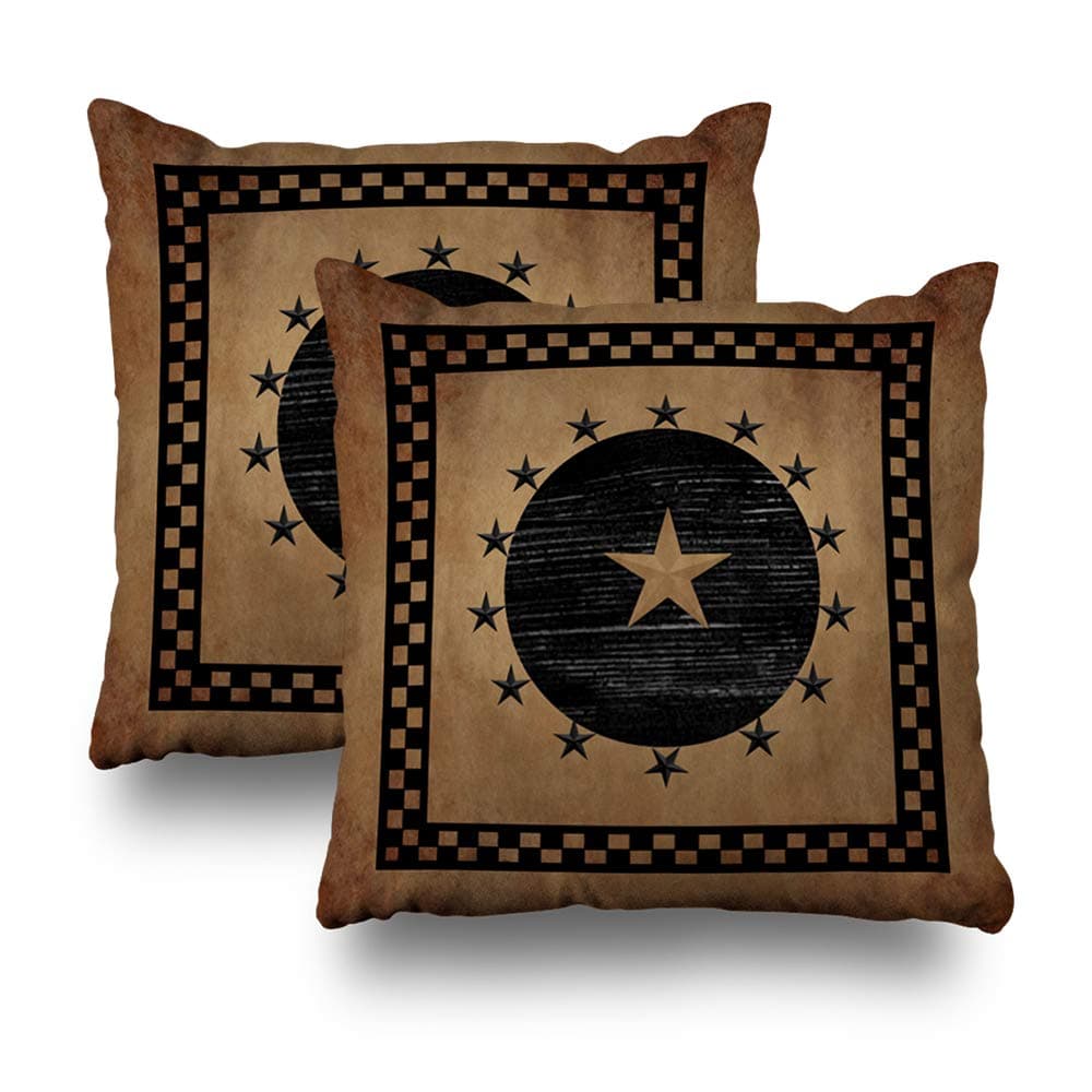 WAYATO Set of 2 Pillow Case Cotton Polyester Blend Throw Pillow Covers Primitive Star Bed Home Decor Cushion Cover 18X18 Inch