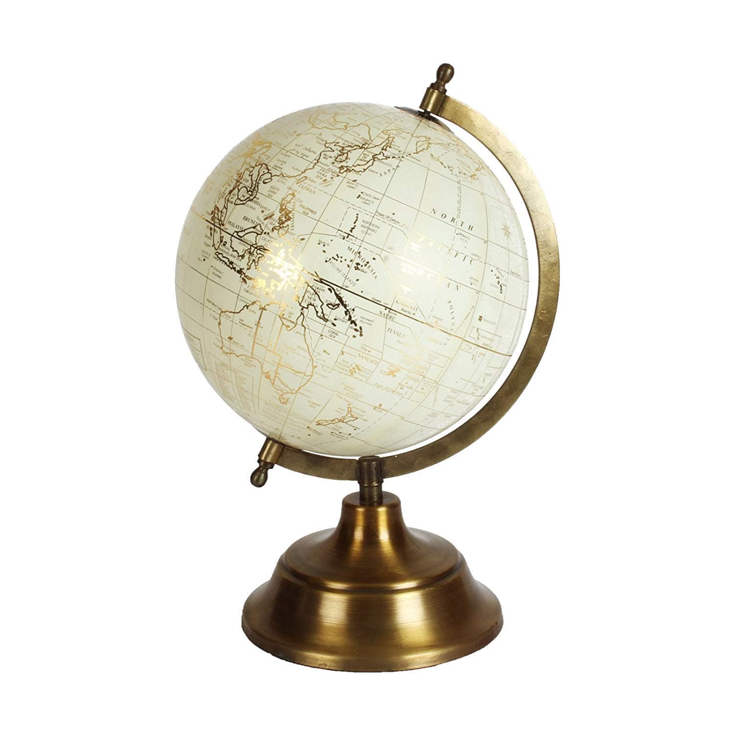 Gold & Cream Desktop World Globe Metal Base 32.5 cm