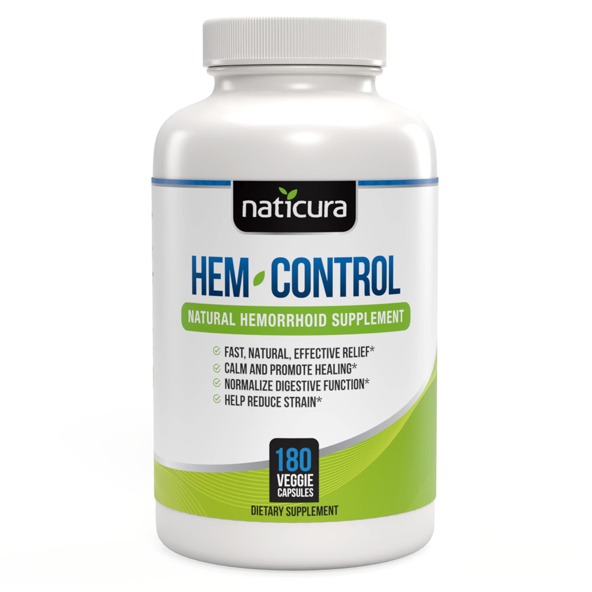 Naticura Hem-Control - Fast Effective Hemorrhoid Treatment Supplement - Powerful Formula to Promote Symptom Relief, Shrinking of Hemorrhoids, Ease Discomfort - 180 Vegan Capsules - Made in USA