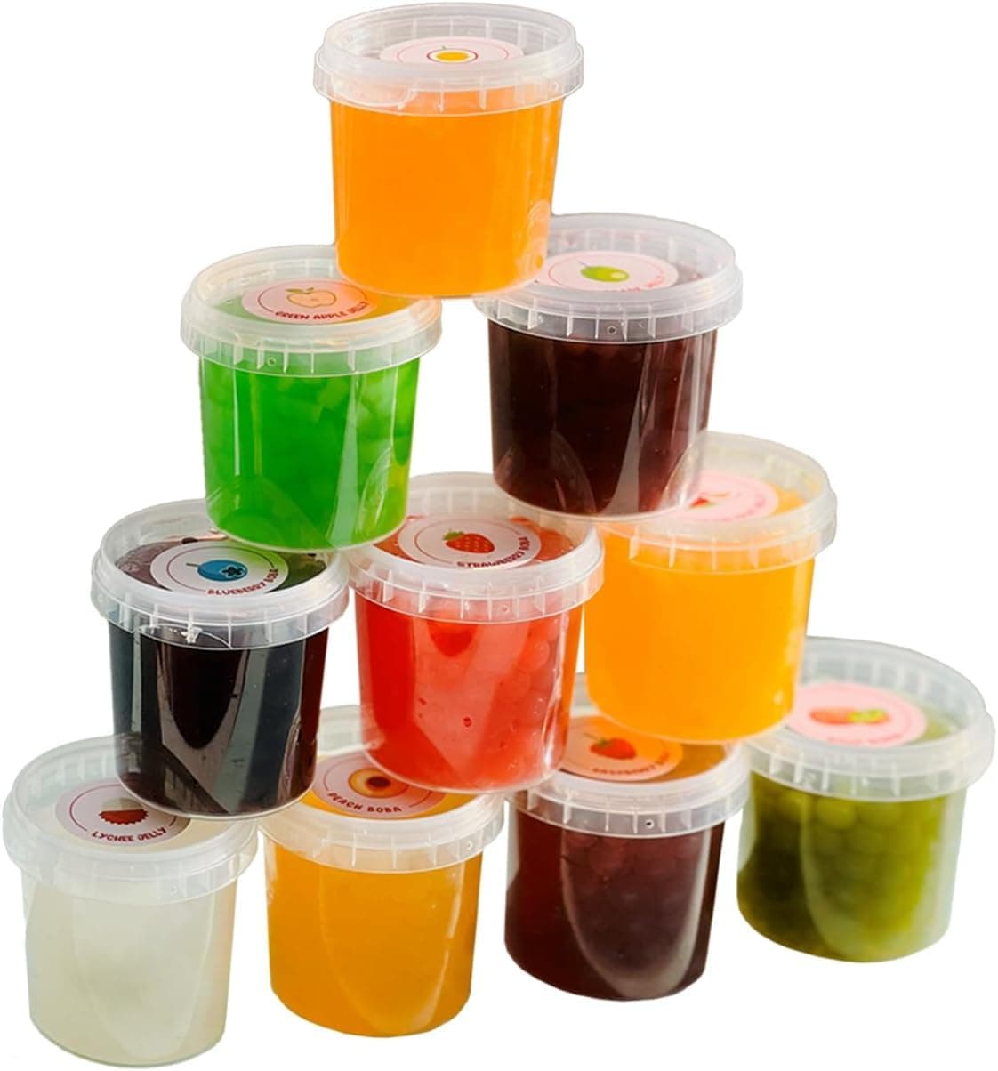 Mixed Popping Boba and Jelly Pots - Multi packed gift box | Box of 6 Pots | Perfect for Bubble Tea, Iced Drinks, Cocktails and Desserts | Vegan & Glutenfree by Boba Bar London.