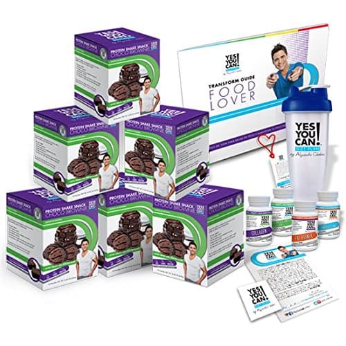 Yes You Can! Diet Plan Transform Kit Food Lover: Protein Shake Snacks, 30 Fat Burner Pills, 30 Appetite Suppressant Pills, 30 Colon Cleanser Pills, 30 Collagen Pills(Choco Brownie, 60 Protein Shakes)