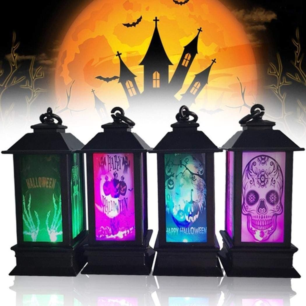 Suprcrne Halloween Lantern LED Night Light, DIY Pumpkin Mood Light Lanterns Bar Home Party Decoration Props (Skeleton + Tombstone)