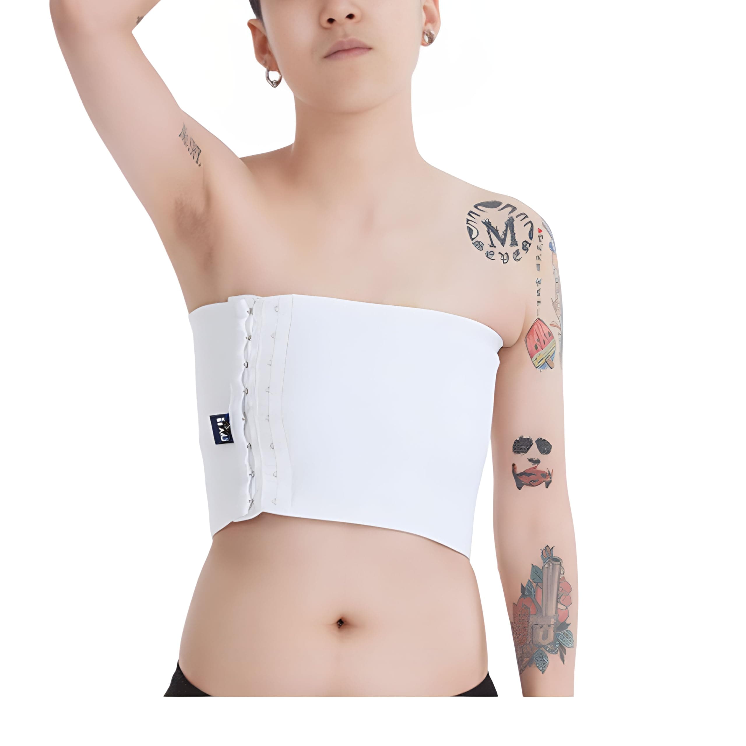 BaronHong Tomboy Trans Lesbian Strapless Plus Size Chest Binder Top with 20 CM Elastic Band
