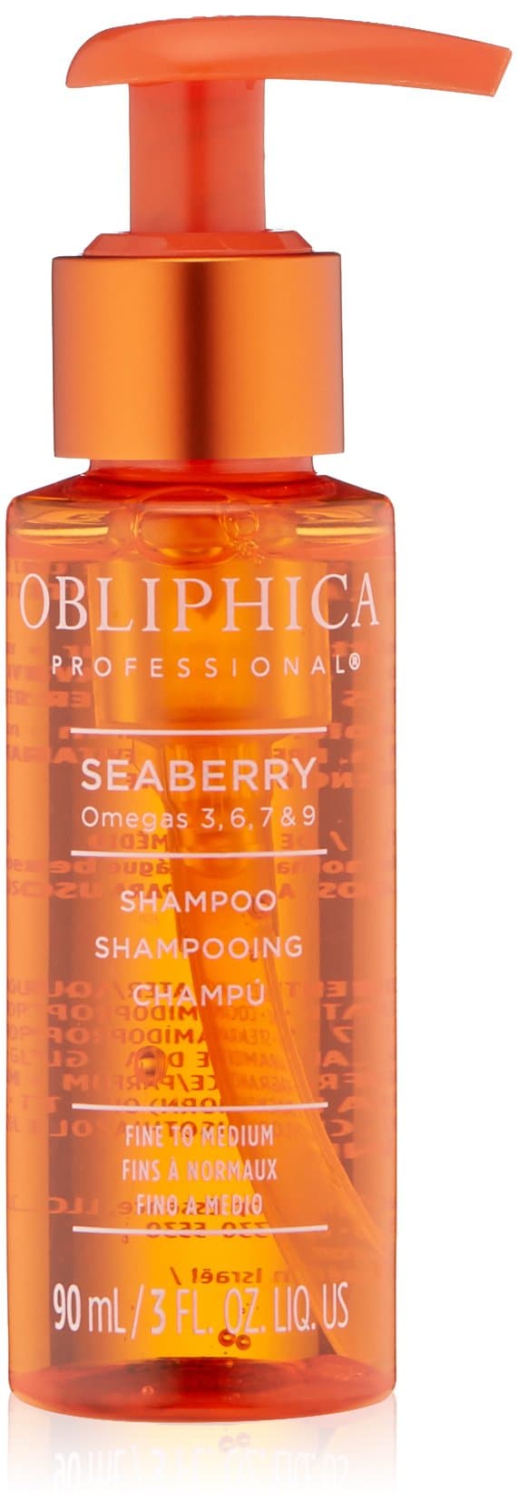 Obliphica Professional Seaberry Shampoo for Fine to Medium Hair, 3 Fl Oz - Improves Thickness, Prevents Hair Loss, Moisturizing, Essential Vitamin, Easy Application