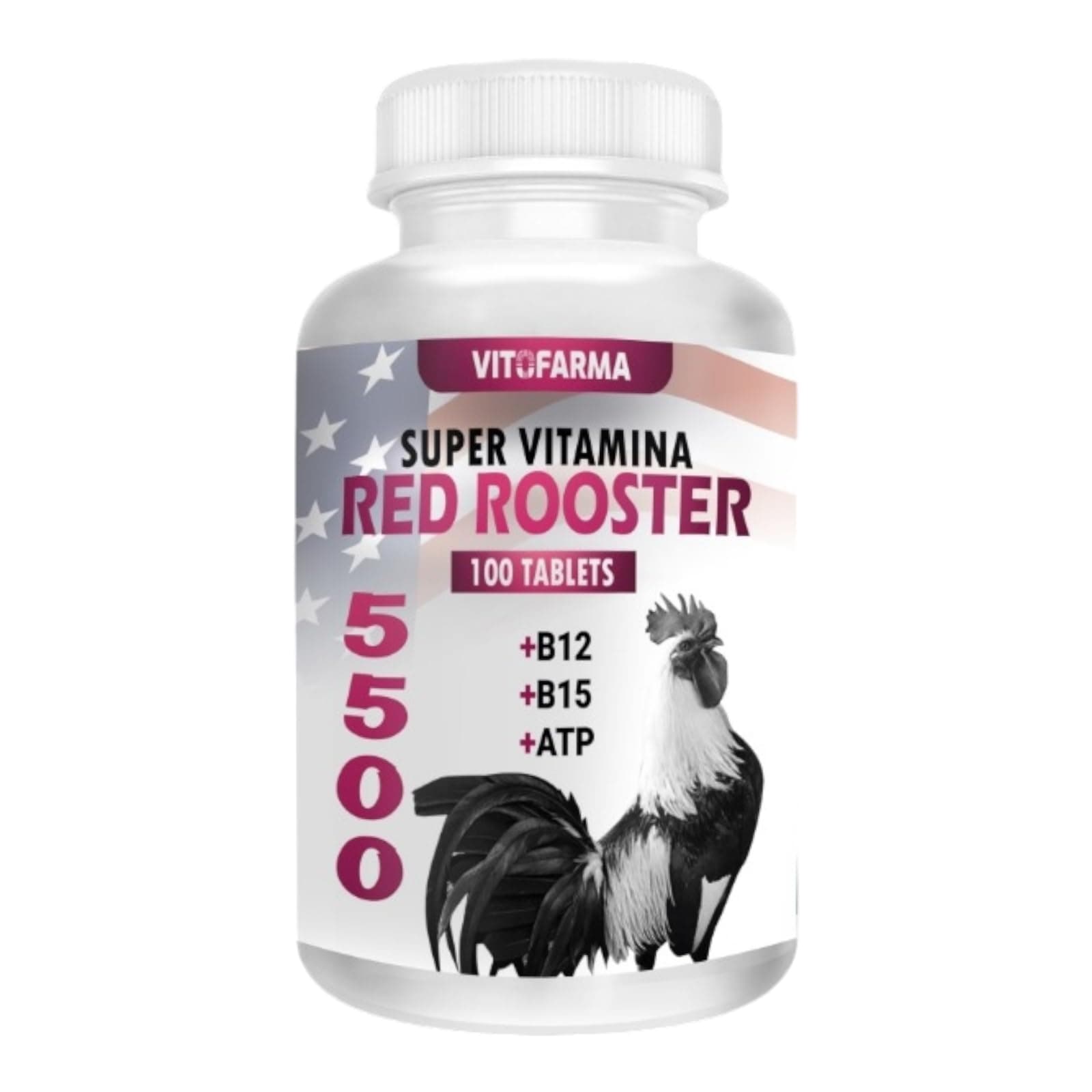 Super Vitamina Red Rooster Supplement for Birds, 100 Tablets, with B12, B15, ATP