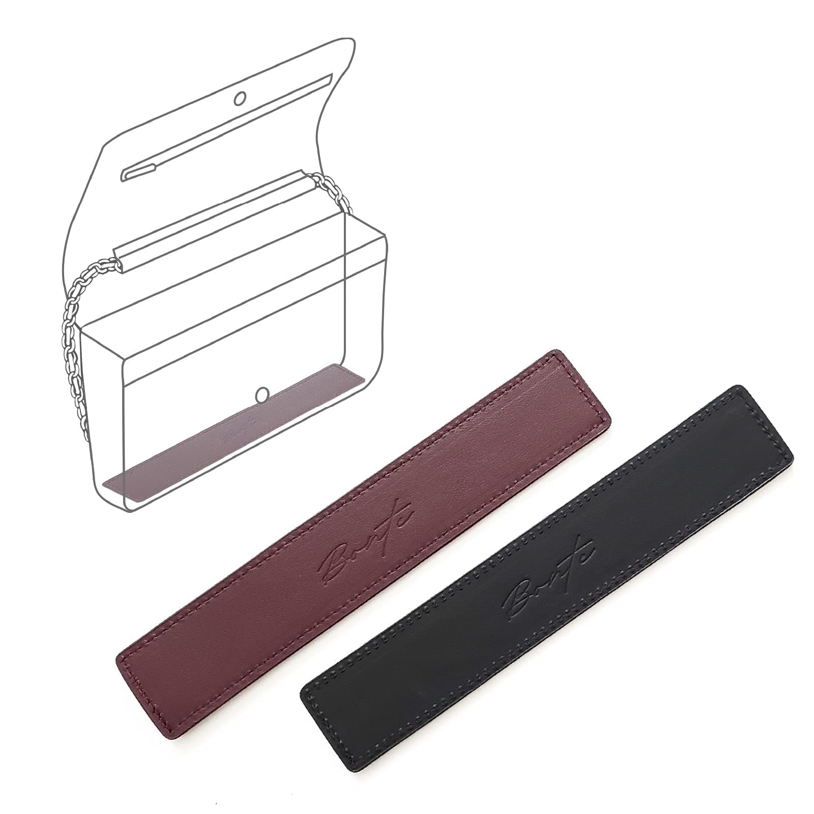WOC Shaper, Made With Full Grain Italian Leather, Base Shaper, Saver and Insert for Wallet on Chain Bags (Wine)