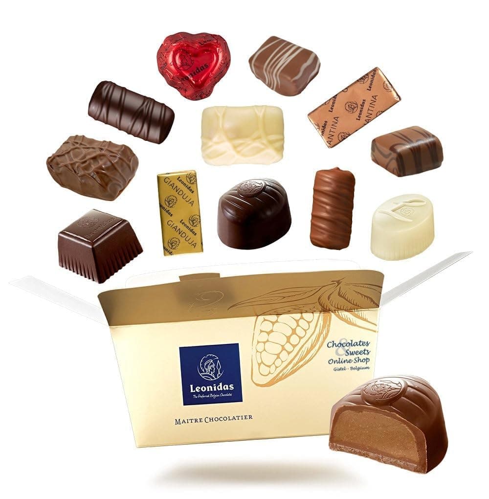 Leonidas Praline Chocolate Gift Box – Fresh Assorted Belgian Chocolates (500g, Approx. 28 Pieces) – Milk, Dark & White – Luxury Ballotin – No Palm Oil – Premium Gift