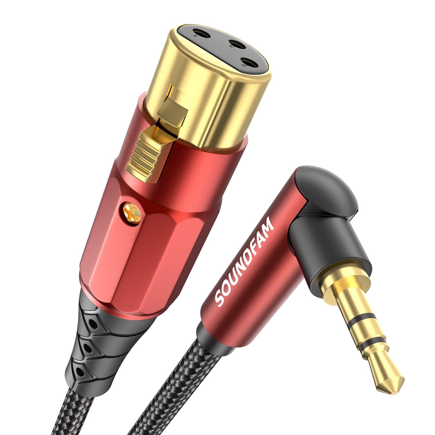 3.5mm to XLR Premium Microphone Cable 6FT, 90 Degree Right Angle 3.5mm(TRS,1/8 Inch,Aux) Male to XLR Female Unbalanced Interconnection Cable for Microphone, Sound Card, Camcorder & MoreGlobal Recycled StandardGlobal Recycled StandardGlobal Recycled Standard