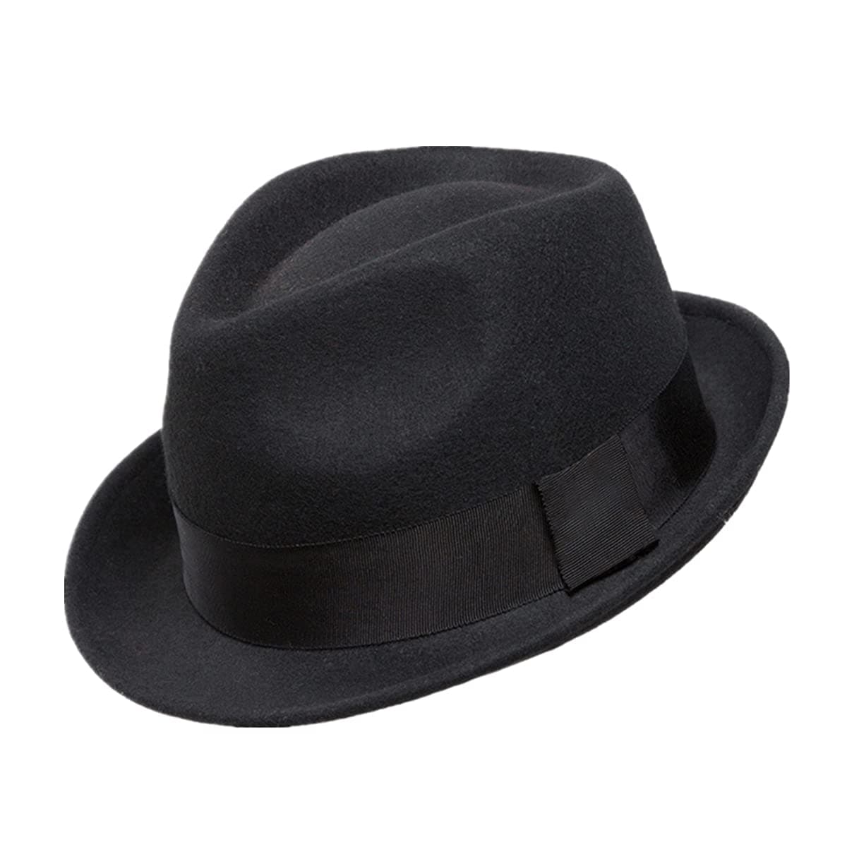 Men's Wool Felt Winter Hat Short Brim Fedora Hat