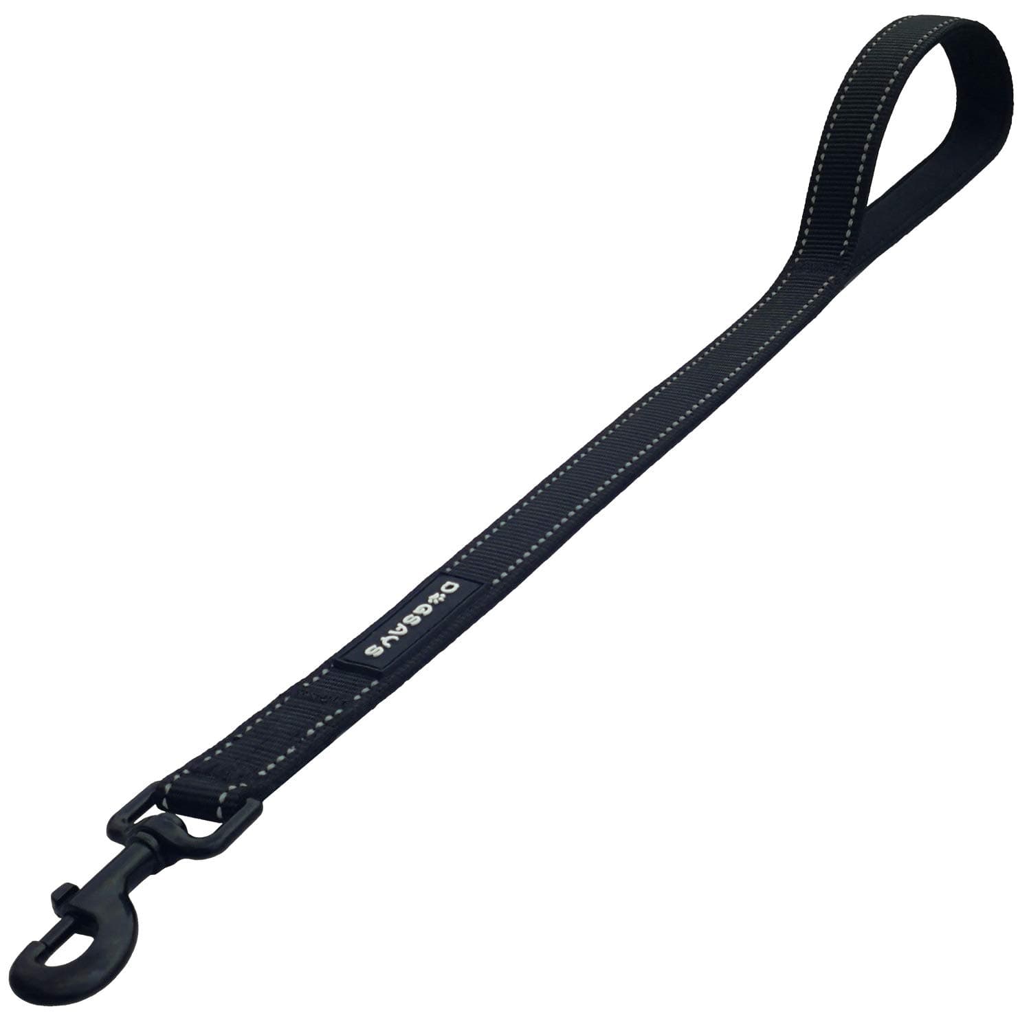 Short Dog Leash - Traffic Padded Handle - Heavy Duty - Short Nylon Dog Lead for Training Control - Reflective Threads Pet Leashes for Large Dogs and Medium Dogs (24 Inch, Black)