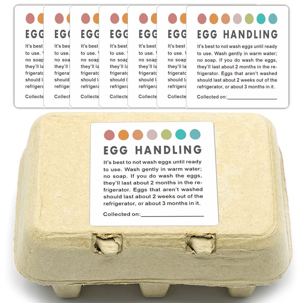 Fresh Egg Care Stickers, Farm Fresh Egg Care Stickers, Egg handling Instructions, Egg Collection Date Stickers, Egg Carton Labels, Set of 50
