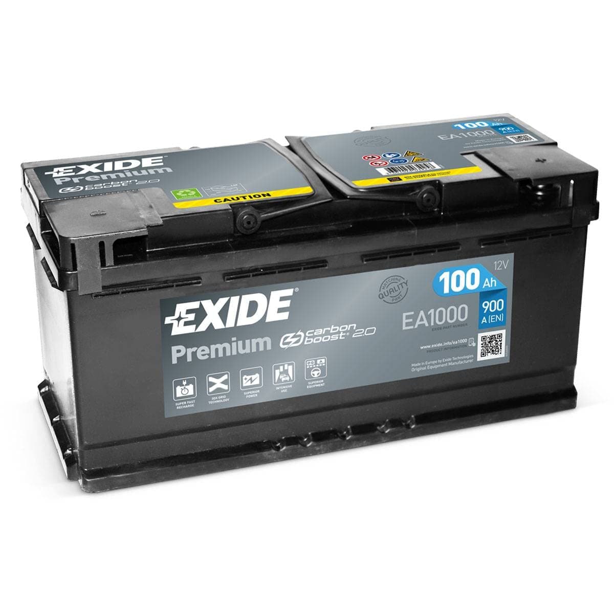 Exide Premium Carbon Boost Car Battery 100AH 900A/EN EA1000