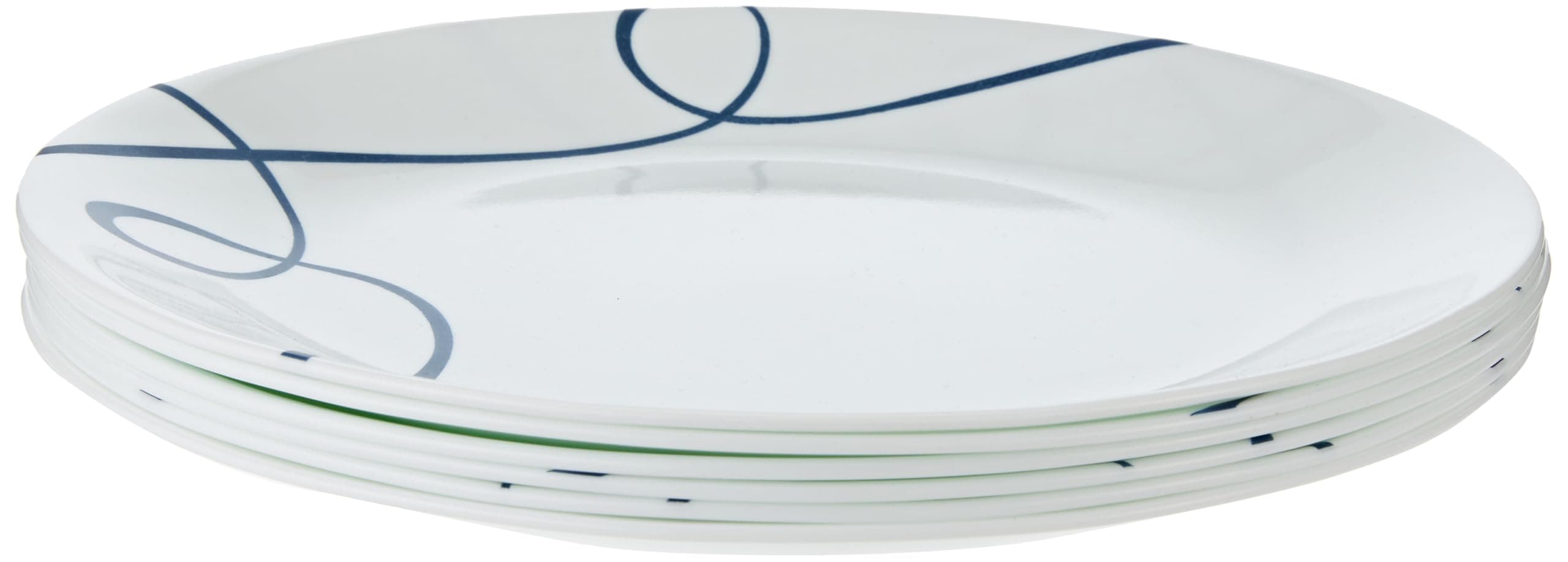 Lia Dinner Plate Set of 6,White and Blue,10.25 in,1131876