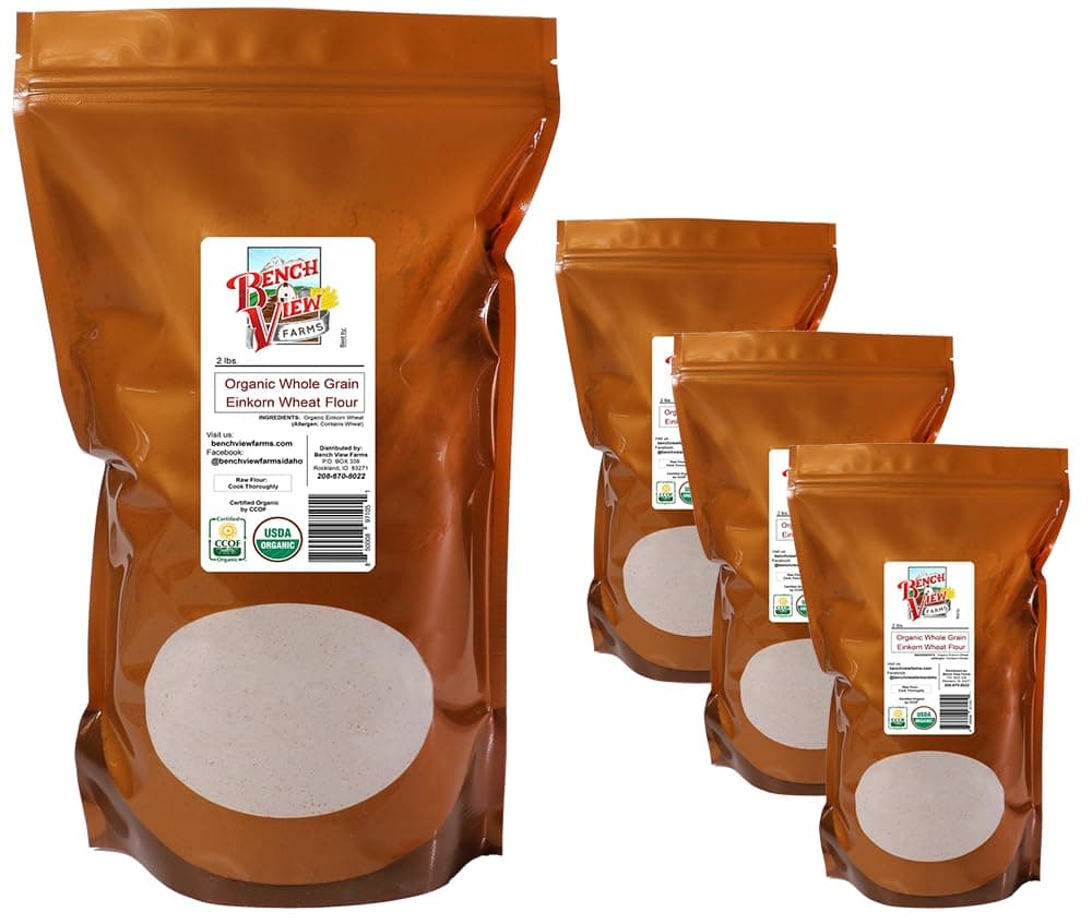 Organic Stone Ground Whole Wheat Einkorn Flour - 2lbs (Pack of 4)