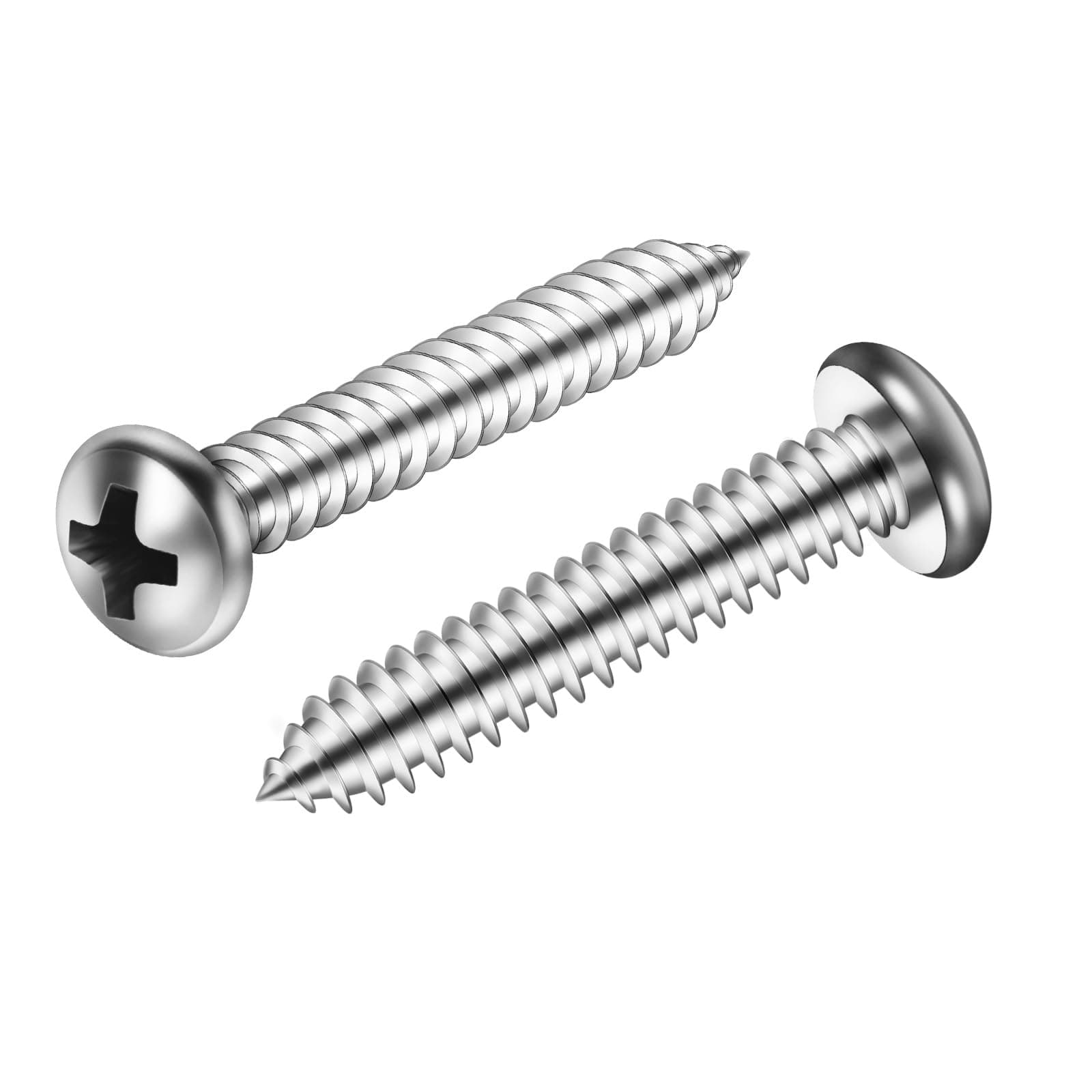 Mellewell #8 x 1-1/2" Pan Head Self Tapping Screw, Pan Head Sheet Metal Screws Wood Screws, Stainless Steel 304 (18-8), 100 Pack