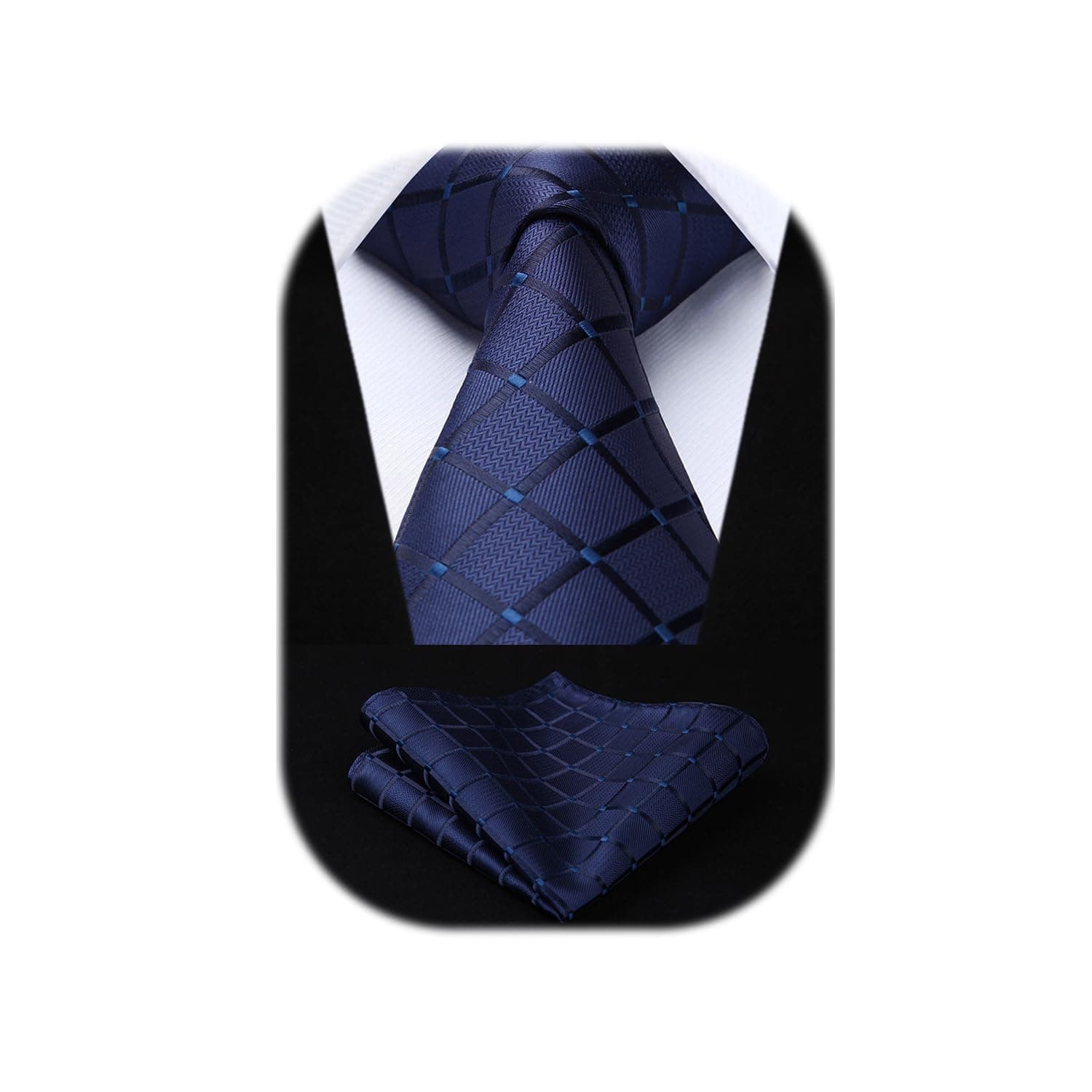 SetSense Men's Plaid Jacquard Woven Tie Necktie Set