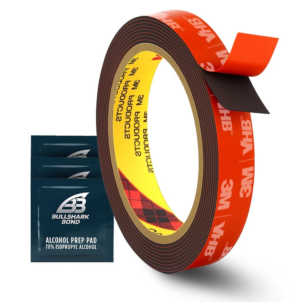 Bullshark Bond (1 Pack) 3M 0.5 Inch Width 15 Ft Length VHB 5952 Black Heavy Duty Multipurpose Double Sided Tape