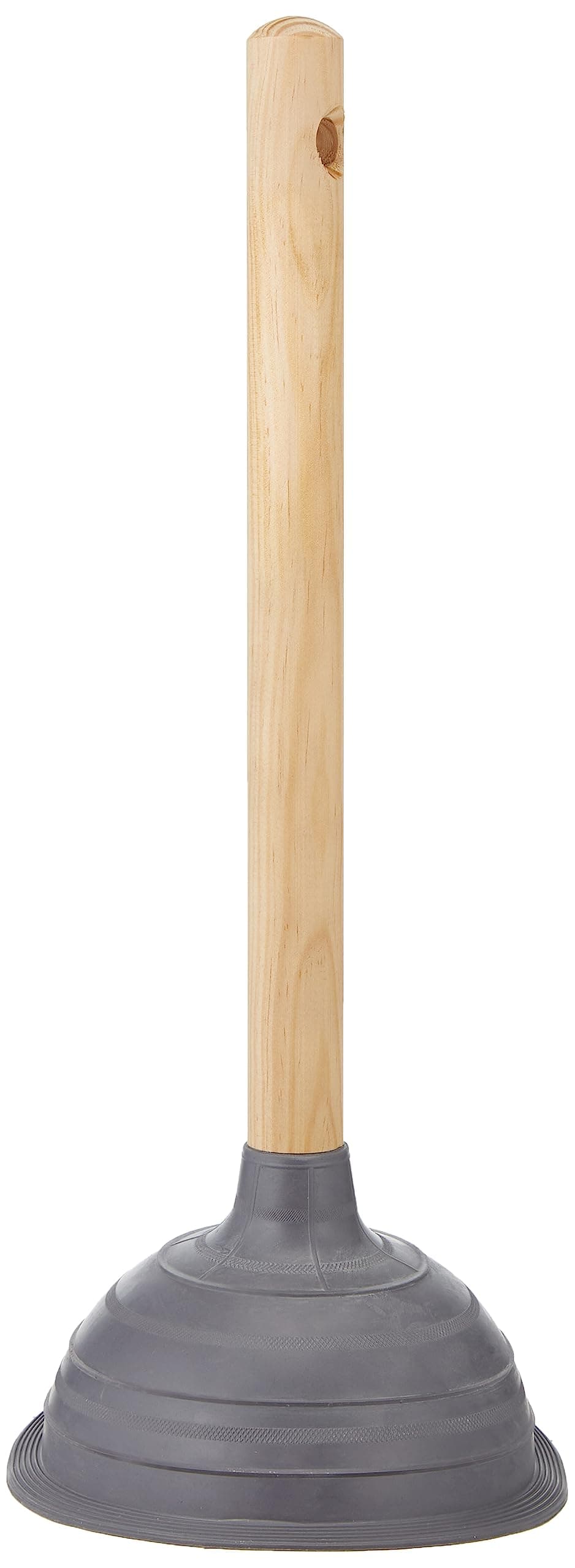 Paul Masquin Suction Plunger with Wood Handle, Grey