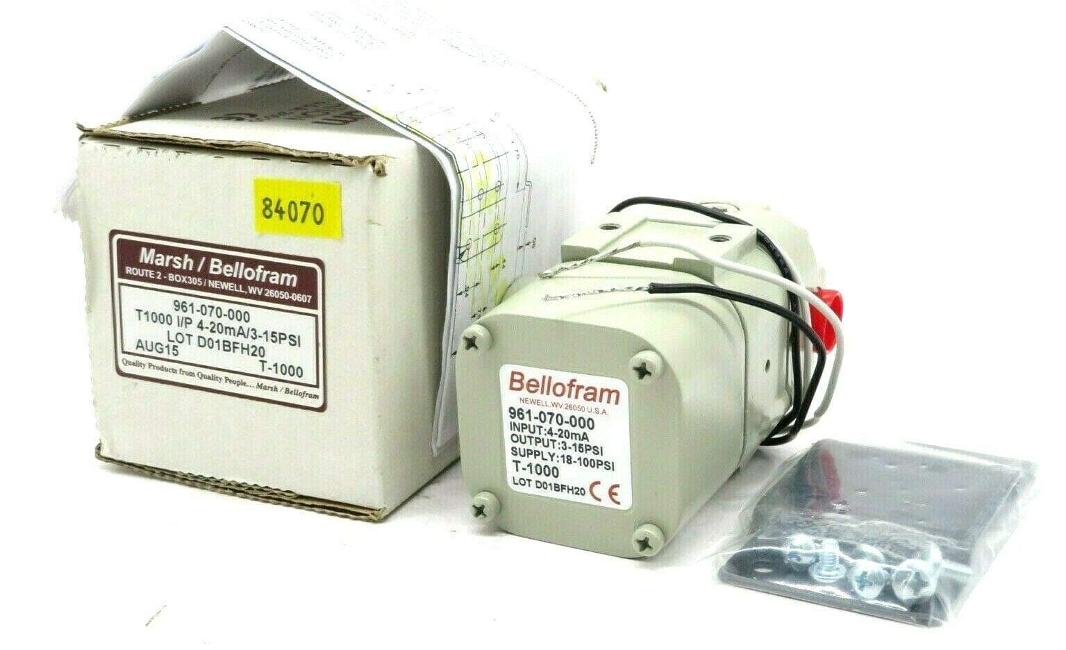 Bellofram 961-070-000 Pressure Transmitter, I to P; 3-15 PSI, 4-20 mA