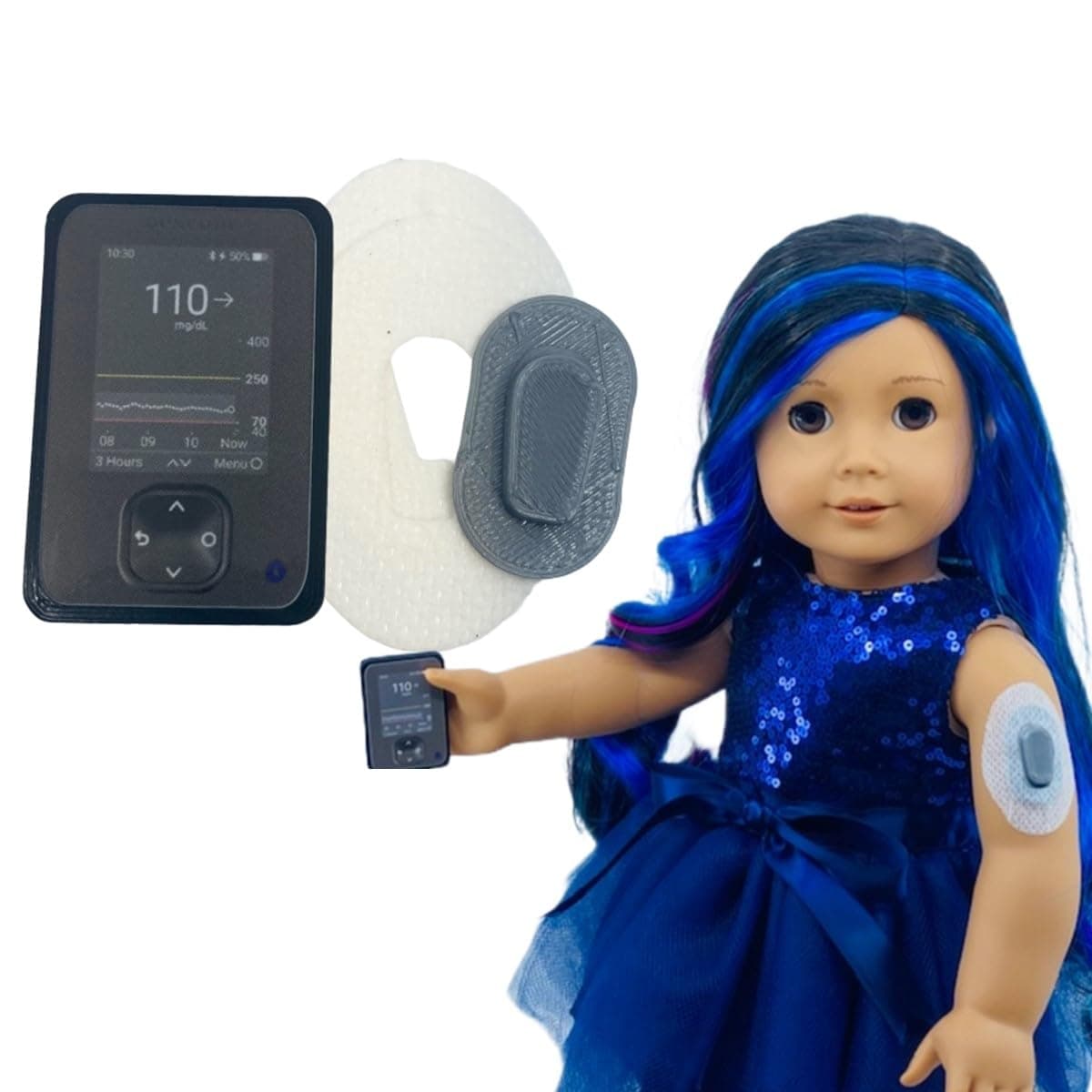 Warrior Buddy Diabetes Accessories Compatible with 18" Dolls or Plush Toys. (Dexcom G6, Plastic)