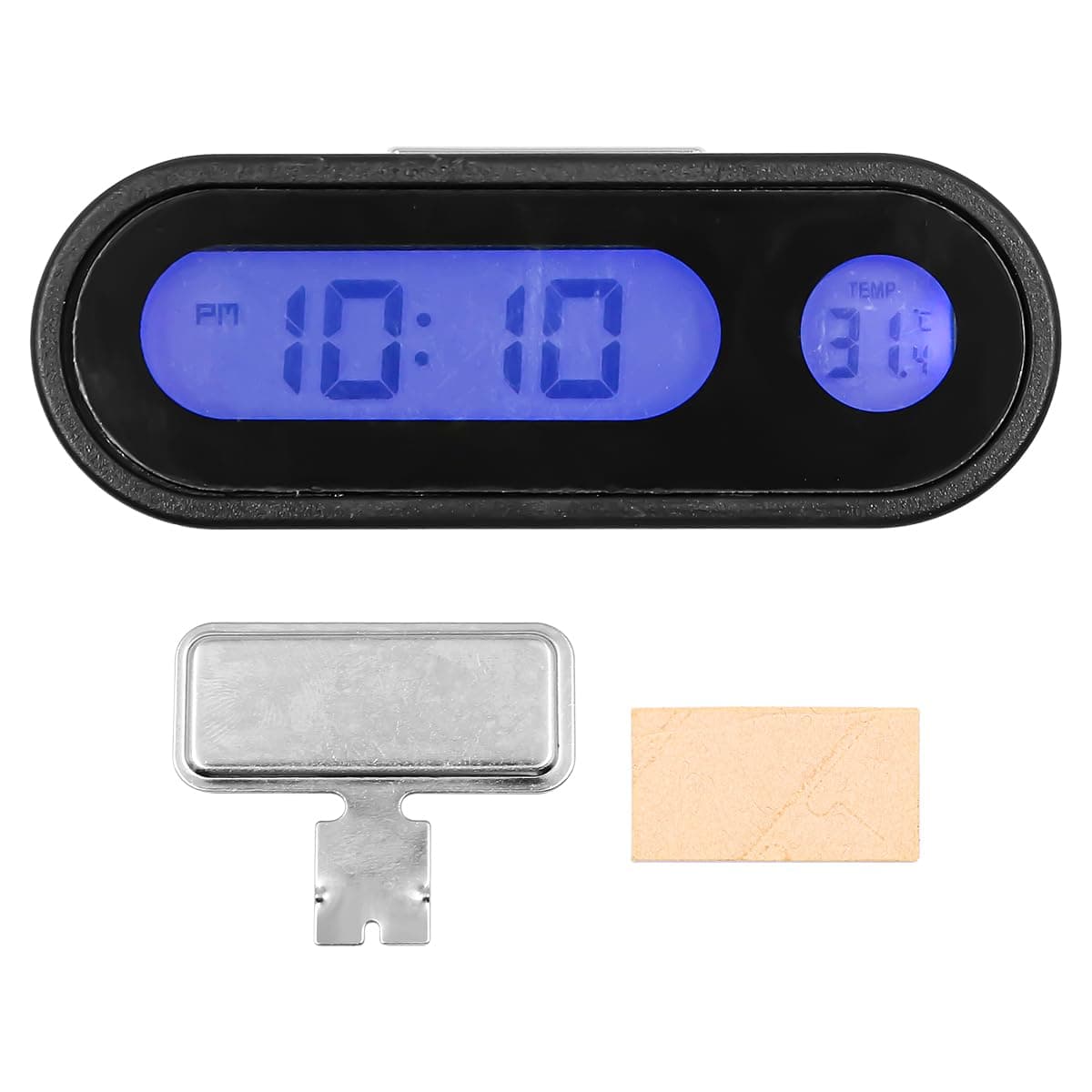 DollaTek 2 In 1 Car Dashboard Clock with Night Display and Thermometer Vehicle Dashboard Clock for Universal Cars