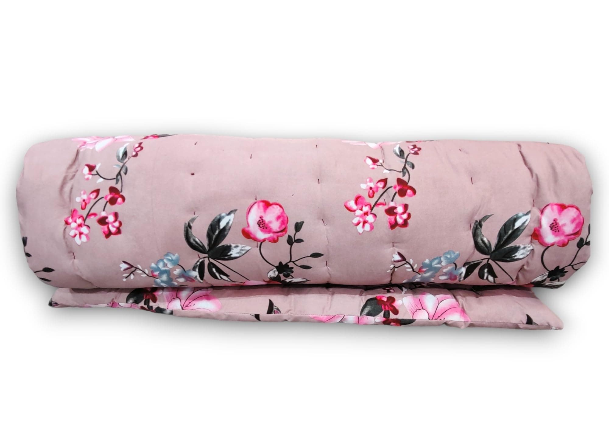 Deevine Craft Soft Cotton Mattress Foldable Light Weight Filled Single Firm Mattress| Gadda (3D Design Printed, 1 Sleeping Capacity, 3 x 6 ft or 72 x 36 Inches) (Maroon Floral Mattress)