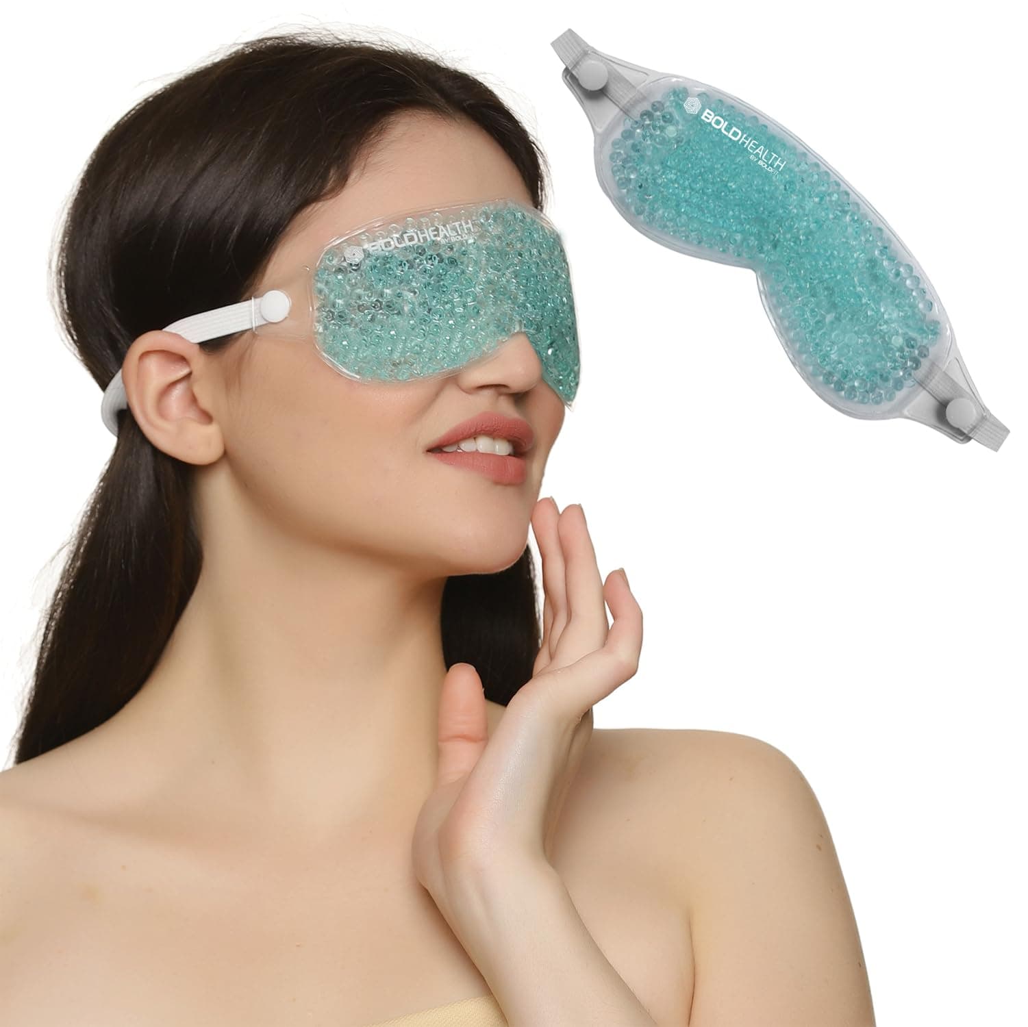 Cooling Eye Gel Mask with Beads Ice Pad for Dark Circles, Redness & Puffiness Relaxing Eye Cooling Patch for Men & Women Blue pack of 1