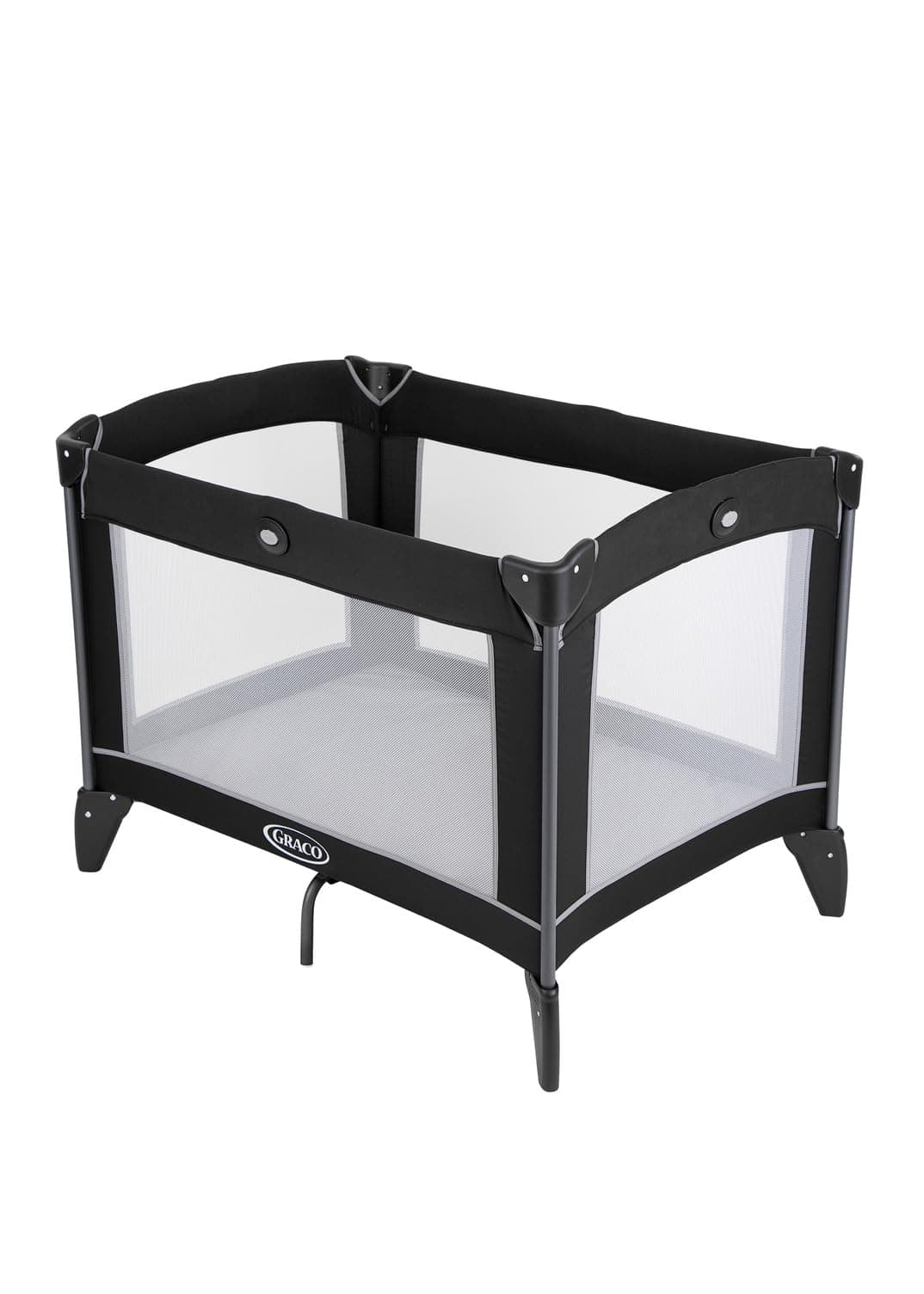 Graco Compact Travel Cot, lightweight with compact fold and carrybag. Suitable from birth to approx. 3 Years, Black/Grey fashion