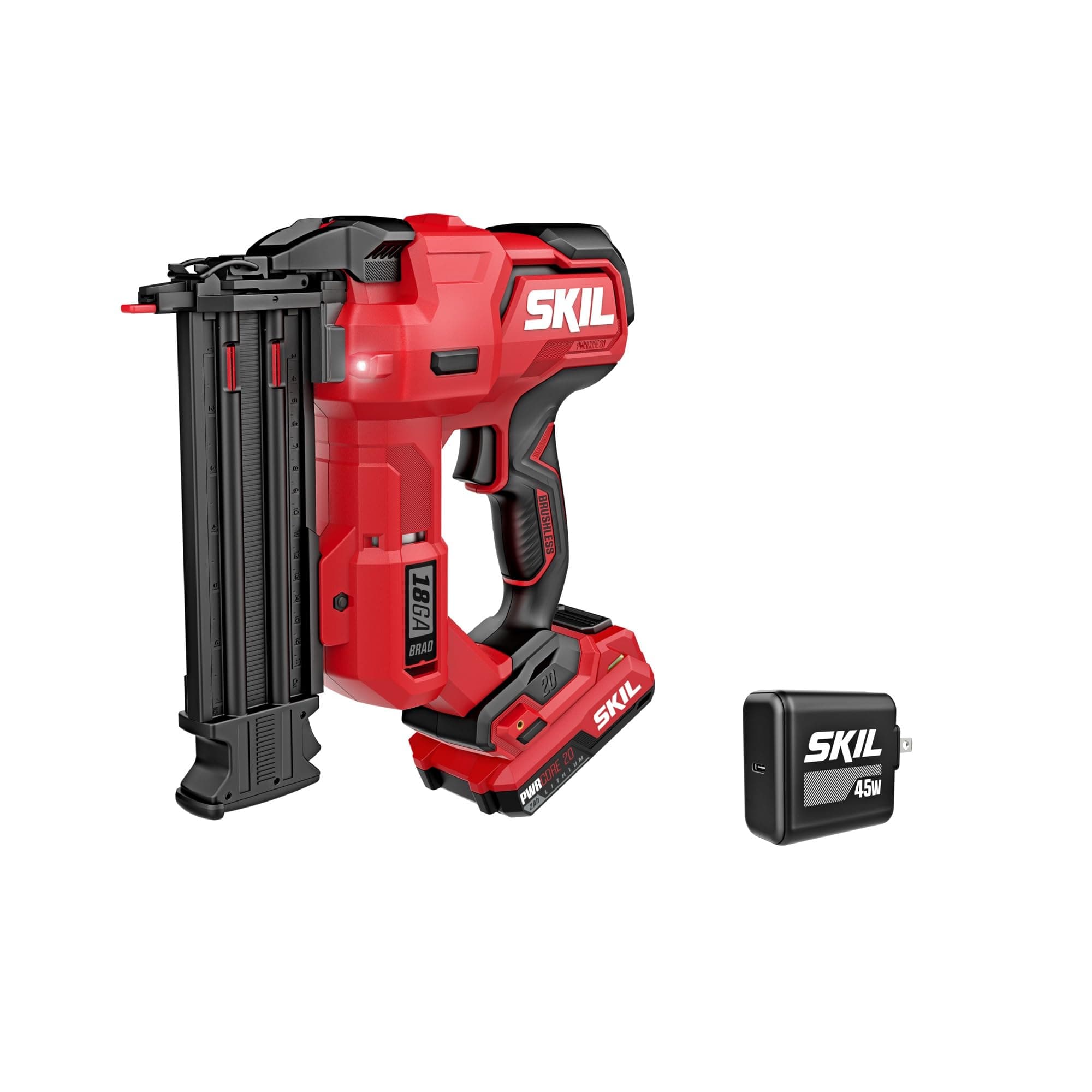 PWR CORE 20 Brushless 20V 18Ga Brad Nailer Kit Including 2.0Ah USB-C Battery and Charger-NA1800B-10