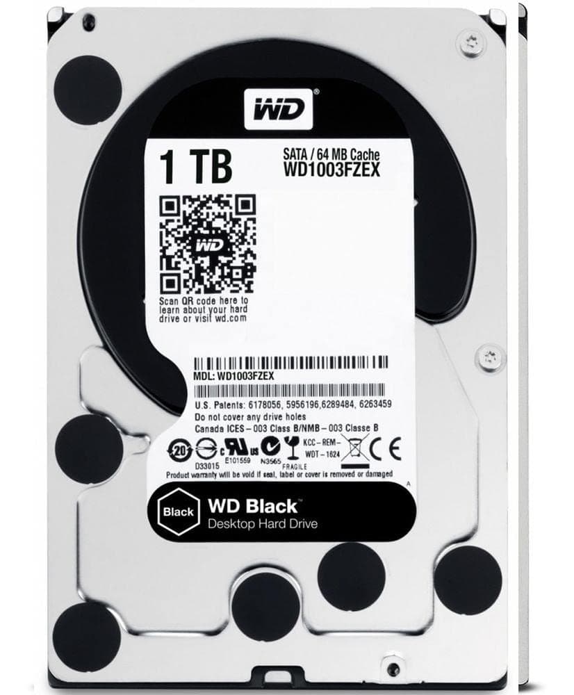 WD_BLACK Western Digital 1TB WD Black Performance Internal Hard Drive HDD - 7200 RPM, SATA 6 Gb/s, 64 MB Cache, 3.5" - WD1003FZEX