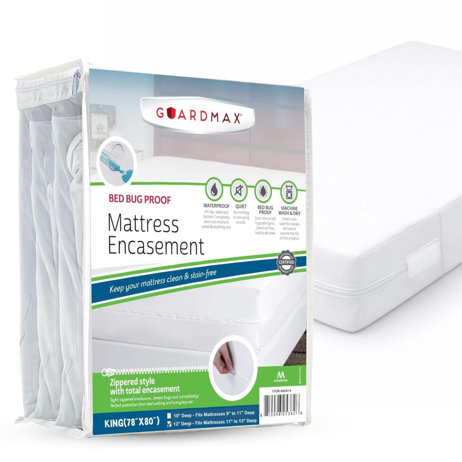 (200cm x 200cm) - Bed Bug Proof Mattress Encasement Protector Zippered Style, 100% Waterproof Cover, Hypoallergenic and Breathable, Soft and Noiseless - King Size (78x80x11)