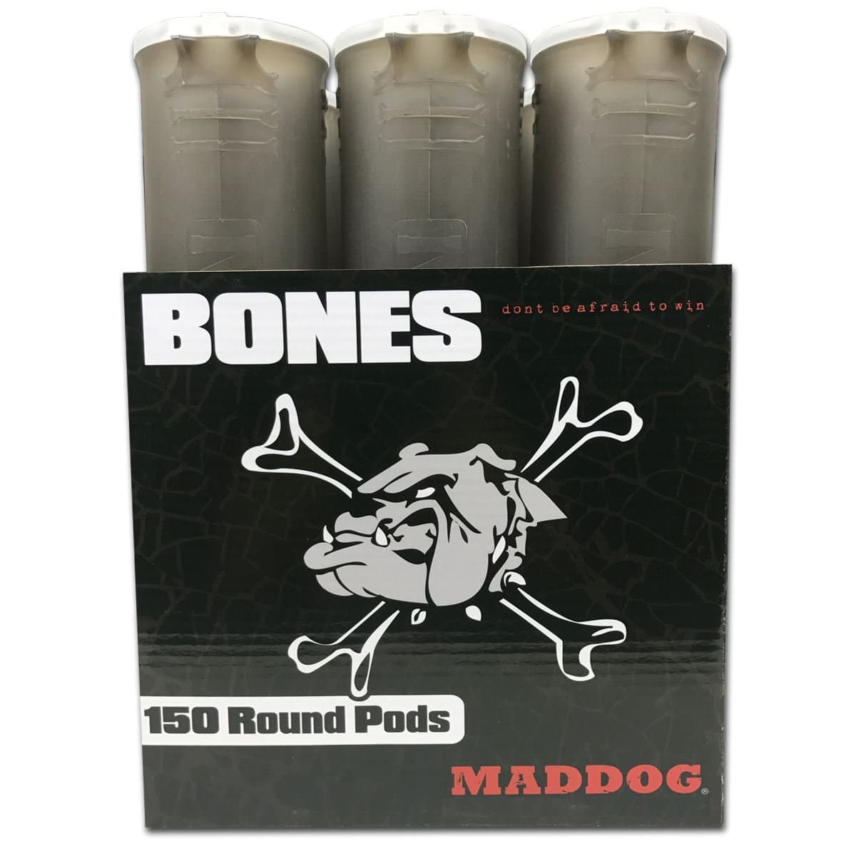 Maddog 150 Round Bones Paintball Pods | Durable Quick Reload Tubes for Tournament and Recreational Speedball Woodsball | 6 Pack