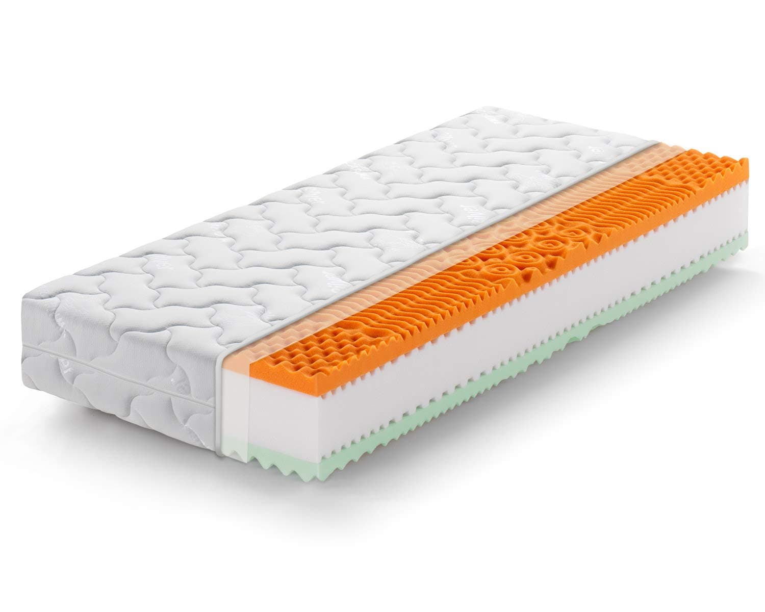 Marcapiuma Euro Single Bio Soy Memory Mattress 3 ft (3ft x 6ft6) 90x200 cm depth 21 cm RAINBOW PLUS Firm H3 Non-allergenic Dust mite resistant Breathable with Silver Removable Cover Made in Italy