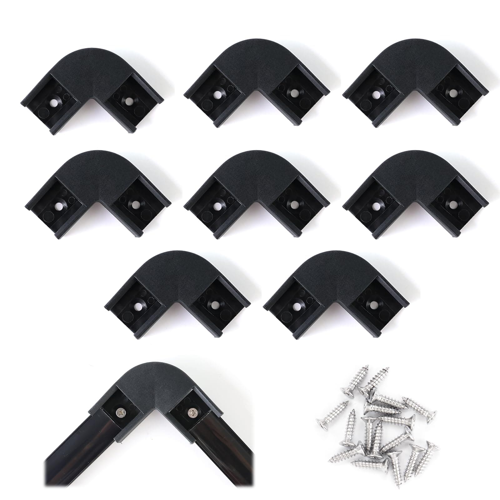 Muzata 8PACK LED Channel Black Corner Connector Kit L-Shape for U1SW