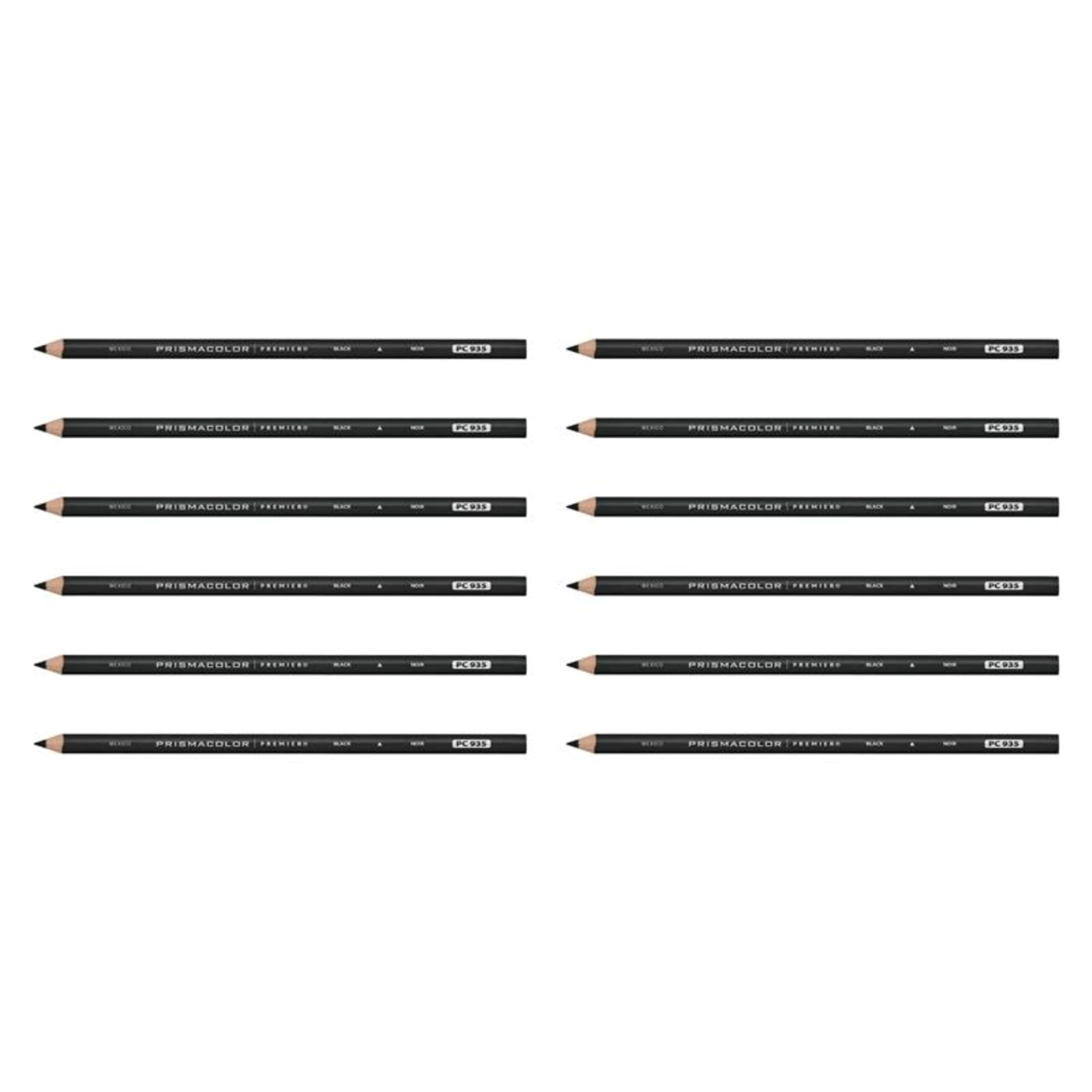 Premier Colored Pencils, Black Lead with Black Barrels, 12 Count - Adult Coloring, Blending, Shading, Sketching, Drawing, Art, Creative