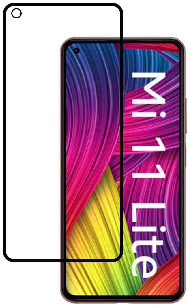 Tough Lee Tempered Glass Screen Guard Protector for Mi Xiaomi 11 Lite NE 5G / Mi 11 Lite (Black) Edge to Edge Full Screen Coverage with Easy Installation Kit; Pack of 1