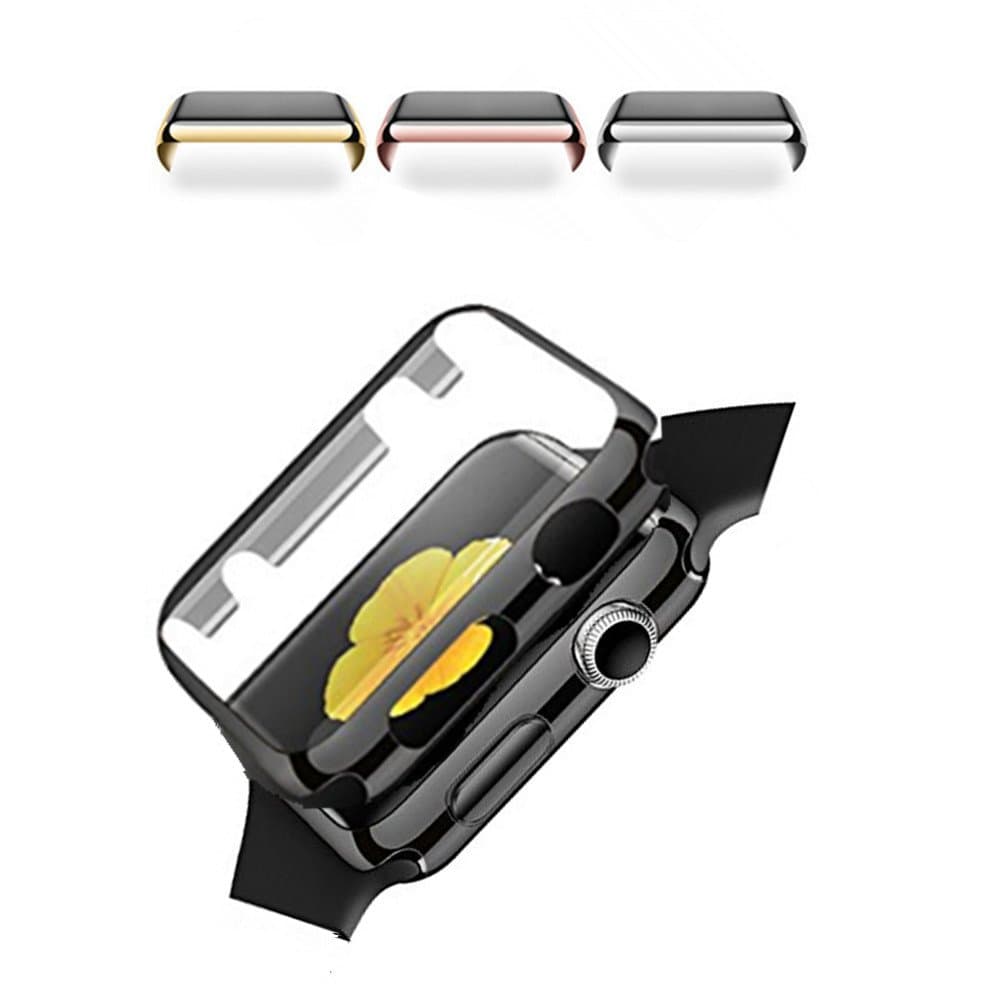 Apple Watch Case Hard PC Black Full Cover Frame Skins with Protective Screen for Apple Watch Series 1 38mm iWatch