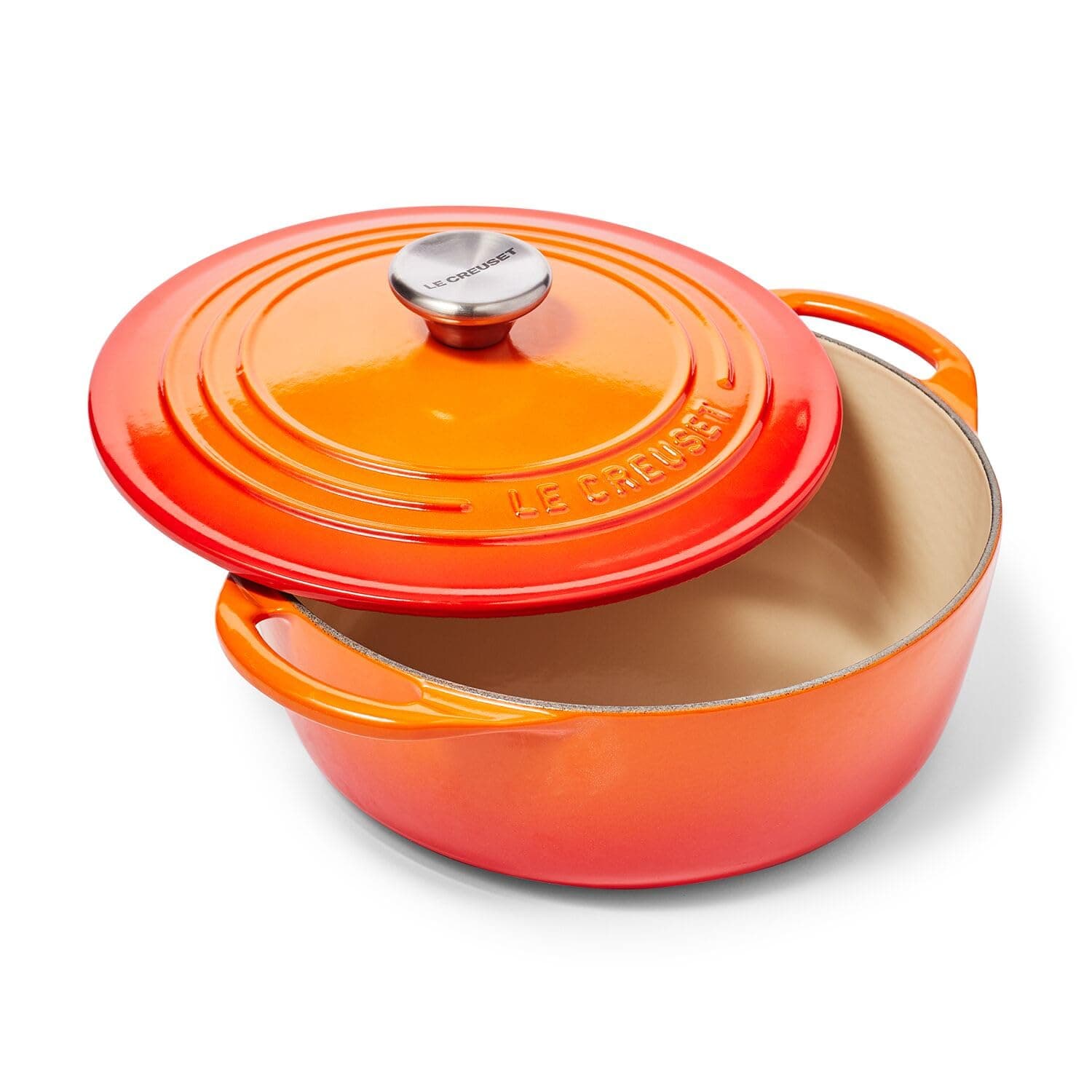 Le Creuset Enameled Cast Iron Classic Shallow Round Oven, 2.75 Quart, Flame