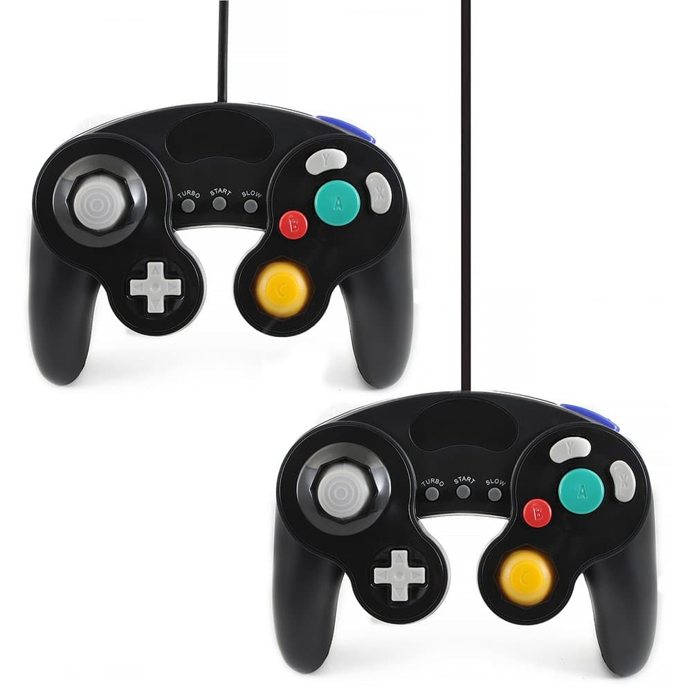 QUMOX 2X Classic Wired Controller Black Joypad Gamepad for GC & Wii (Slow Turbo Function)