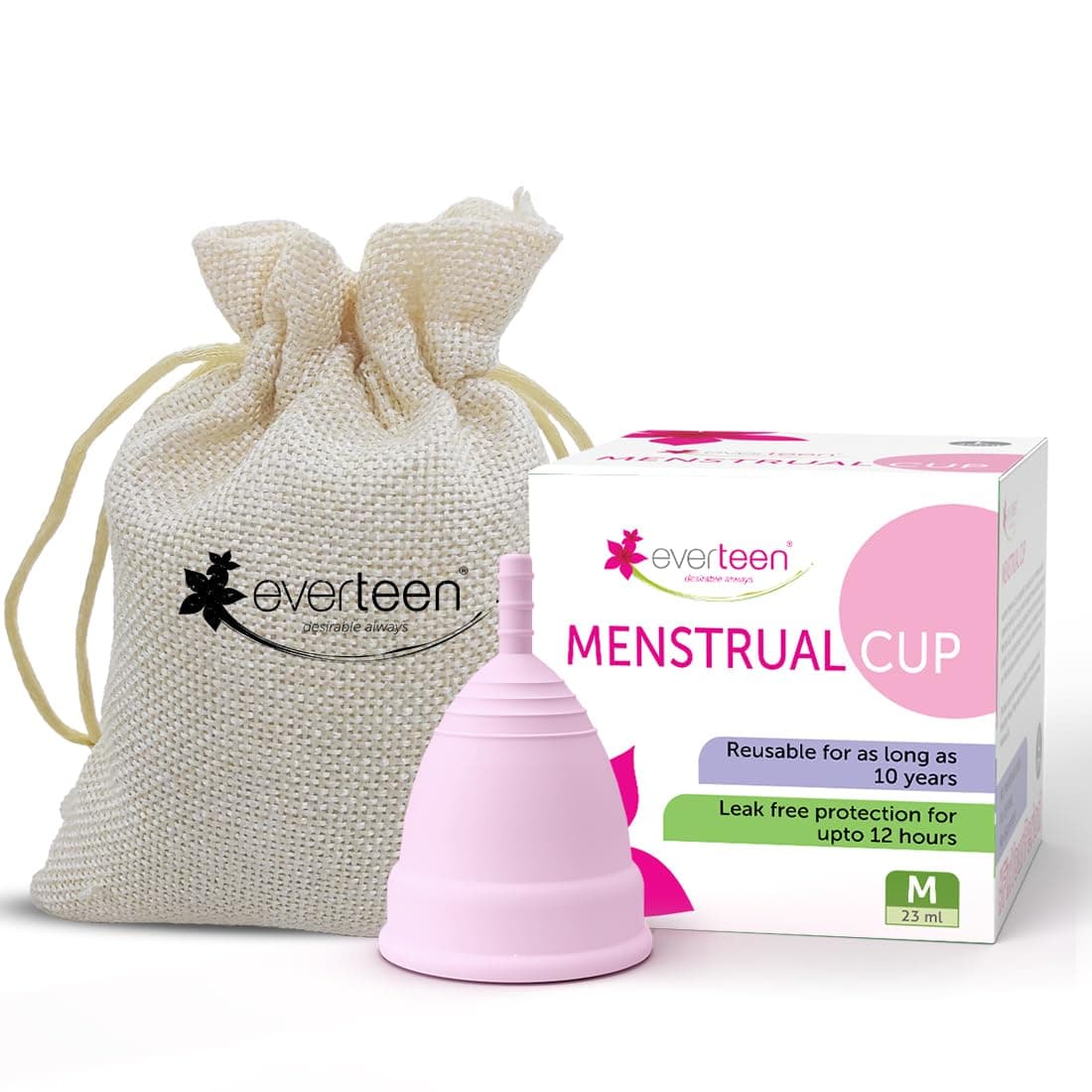 - Reusable Menstrual Cup Medium Size for Women, Odor and Rash-Free, Upto 12-Hour Protection, Medical-Grade Silicone, Period Cups for Heavy Flow - Pack of 1