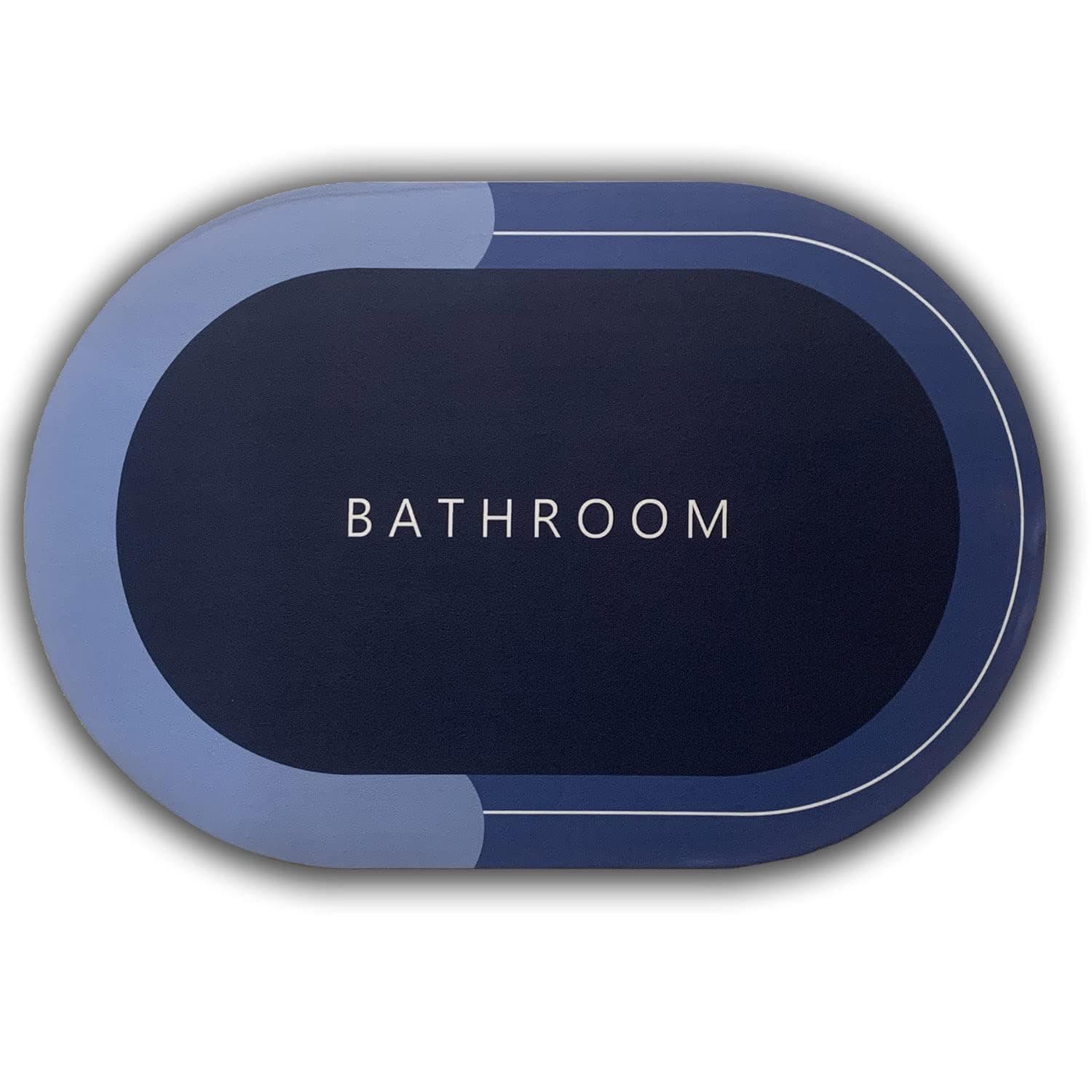 Rubber Non-Slip Quick Dry Bathroom Rugs Super Absorbent Thin Bath Mat Fit Under Door, Fashion Washable Oval Bathroom Floor Rugs for Bathroom, Bathtub, Shower and Sink (16"x25", Blue)