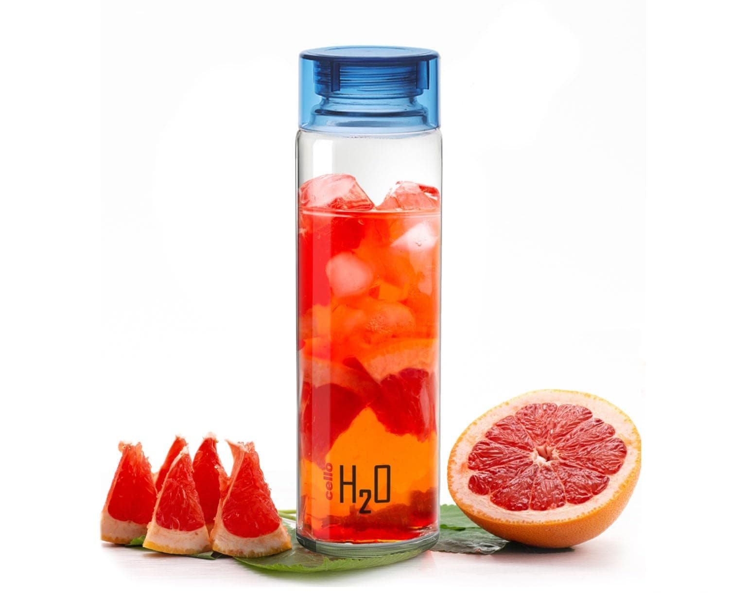 CELLO H2O Glass Water Bottle for Office & Daily Use 920 ml, Blue | Durable & Stylish, Freezable & Fridge Safe, Leakproof Wide Mouth Leadfree Toughened Glass Water Bottle For Kitchen & Travel