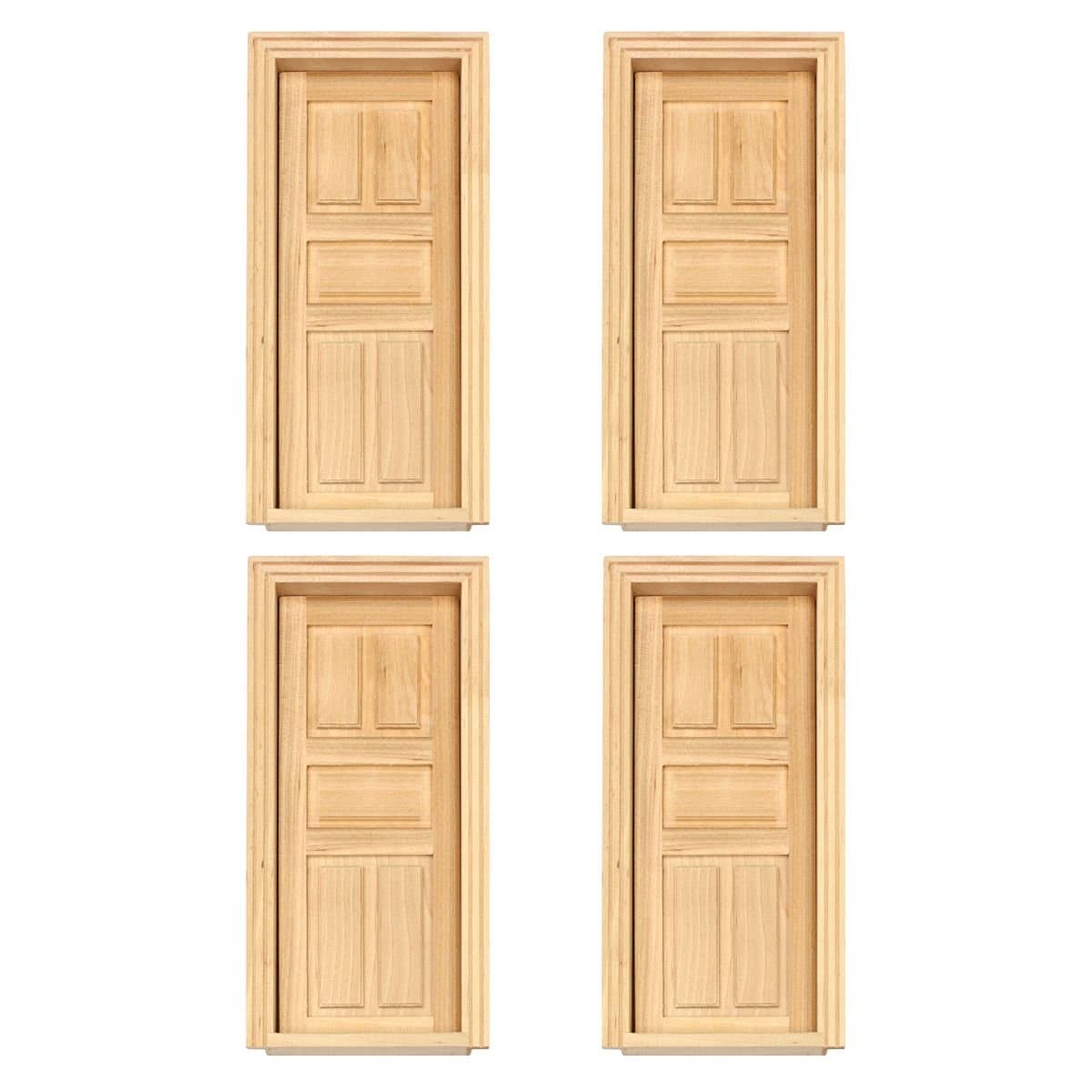 MyTinyWorld 4 x Dolls House Miniature Internal 5 Panel Wood Doors