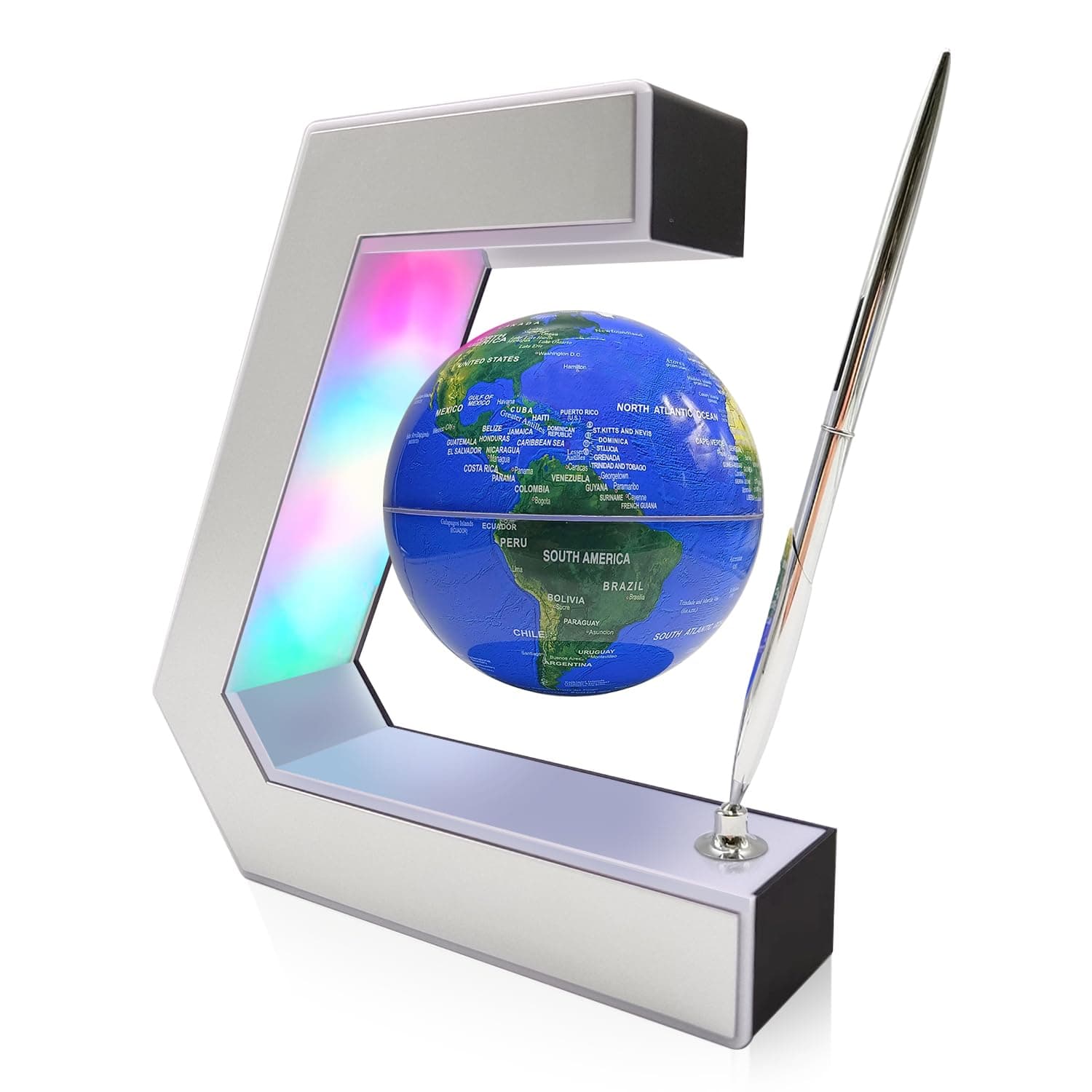 Magnetic Levitation Globe with LED Lights & Touch Control and Pen, Floating Globes for Educational Home Office Desk Bookshelf Decor, Birthday Anniversary Holiday Creative Gift(3.3 Inches Globe)
