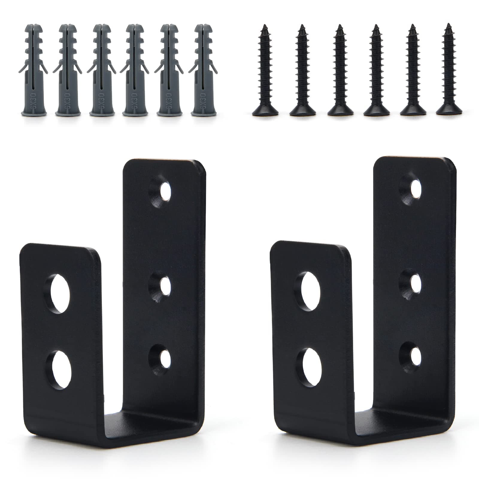 2 x 4 Windspeed Barricade Brackets - Heavy Duty Door Security Holder - Black