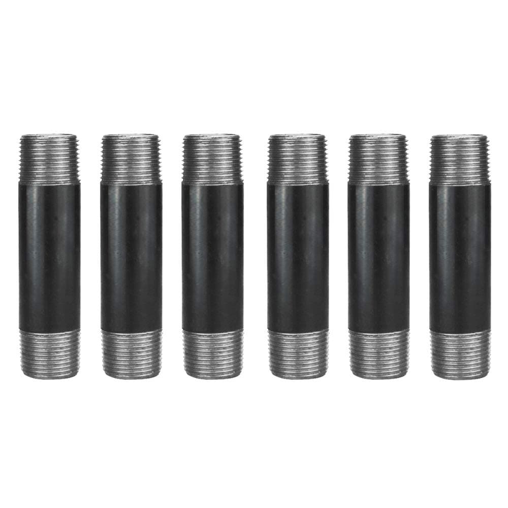 GeilSpace 3/4" × 4" Heavy Duty Pre-Cut Grey Metal Pipe, Industrial Steel Fits Standard 3/4 Inch Threaded Pipes and Fittings - Vintage DIY Industrial Shelving (3/4" × 4", Grey)