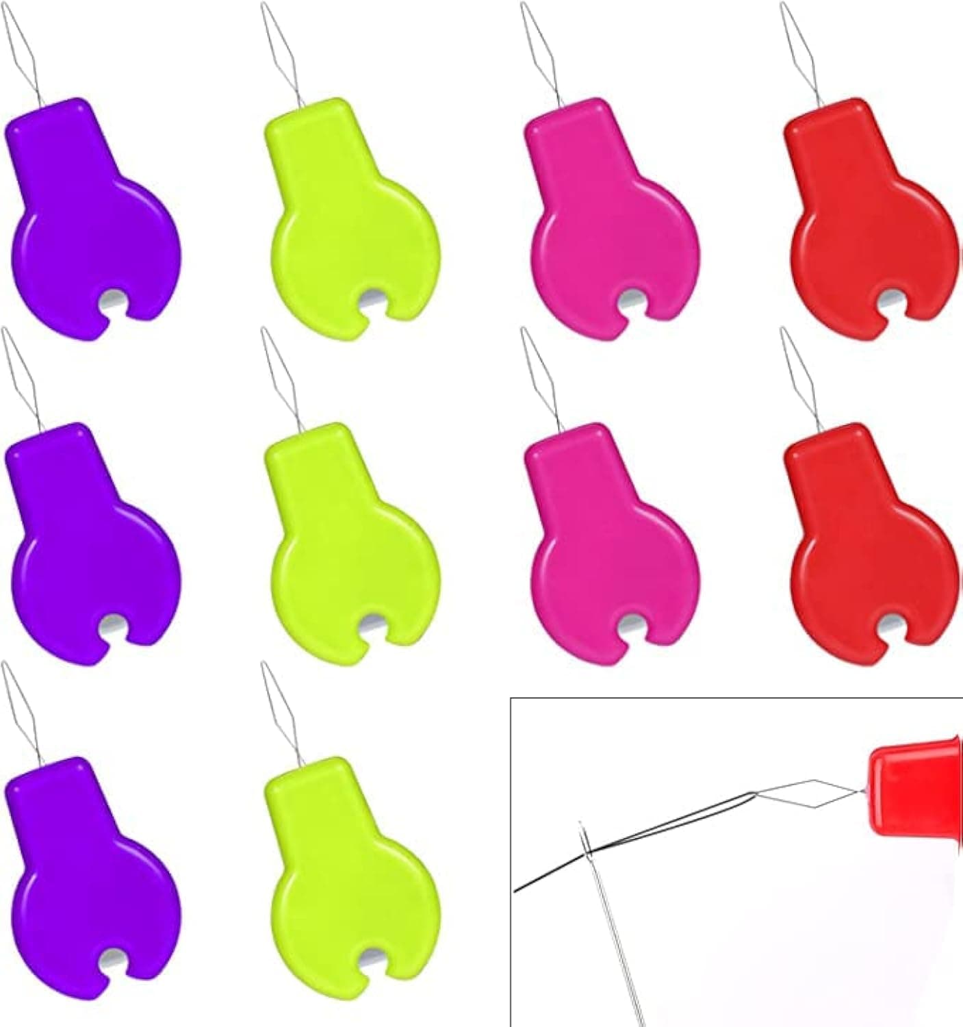 SYOSI 10pcs Plastic Simple Hand Sewing Needle Threaders, Needle Threader Plastic Kit Hand Sewing Simple Threader for Stitching Household Sewing (Wrench Style)