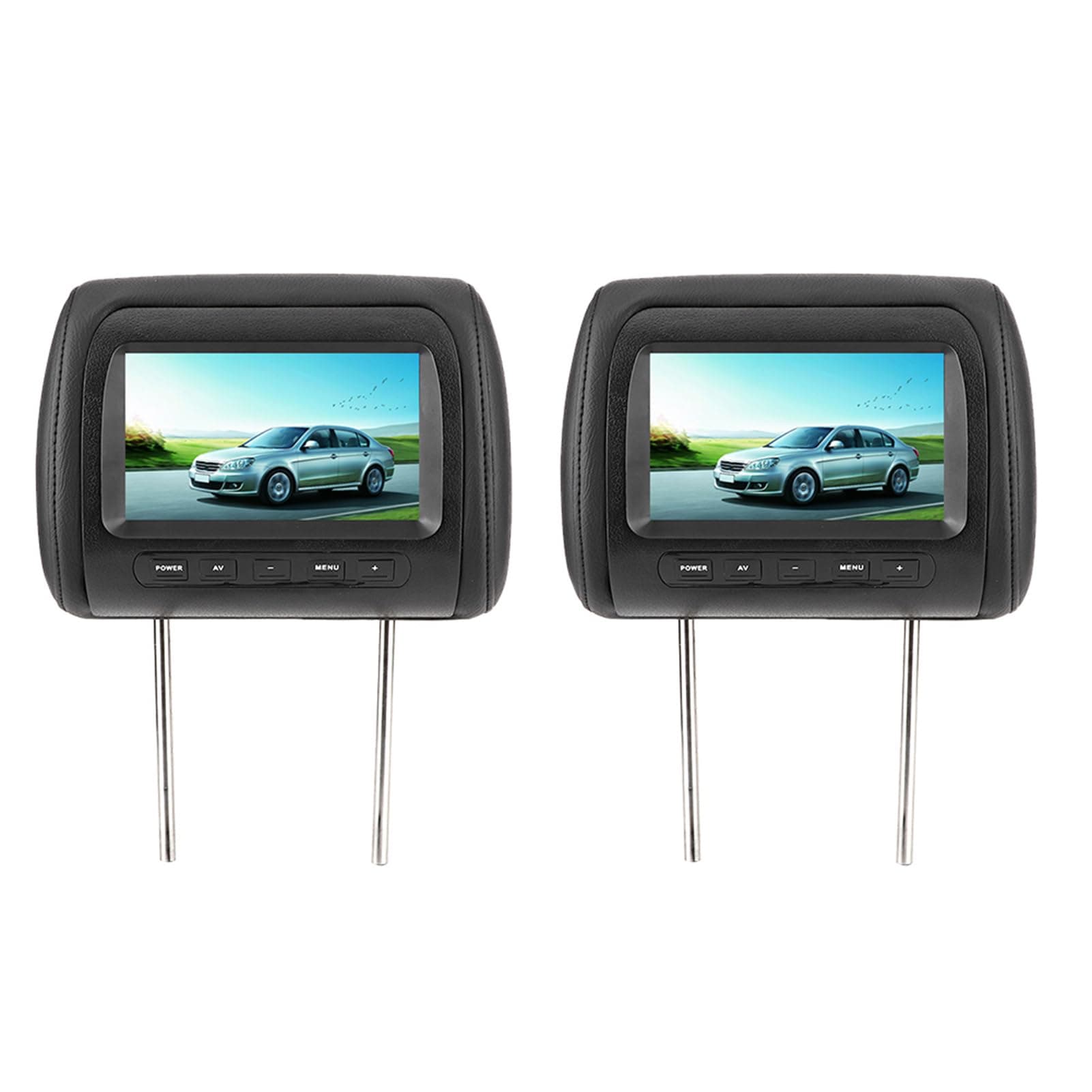 2pcs 7 in Control Adjustable Headrest LCD Video Monitor MP5 Display Black for Universal Car HD 800 x 480 RGB Screen with Infrared Transmitter