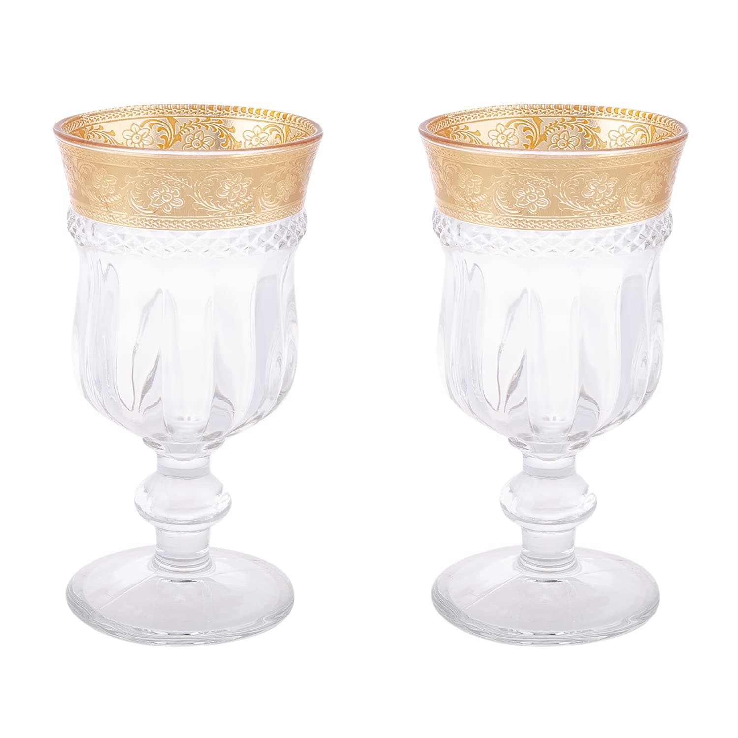 AKDC Iman Stem Glass 2 Pcs L(8CM) XW(8CM) XH(15CM) Transparent, Gold