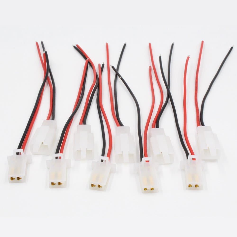 HiseNook 5 Set Pre Wired 2.8mm 2 Pin Way Electrical Connector Terminal Plug for Car Motorcycle